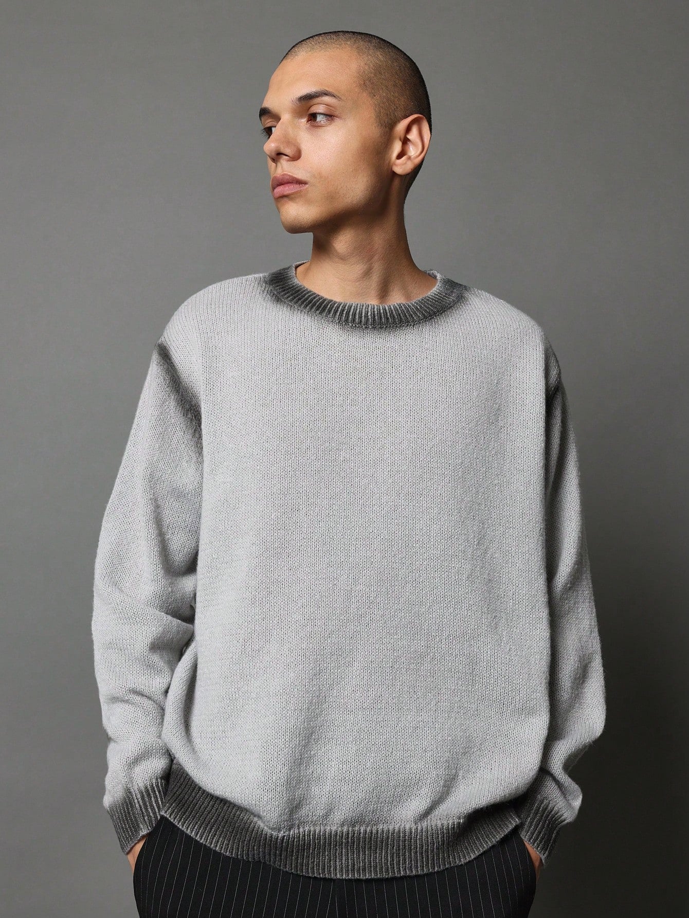 Regular Fit Crew Neck Sweater With Spray Effect