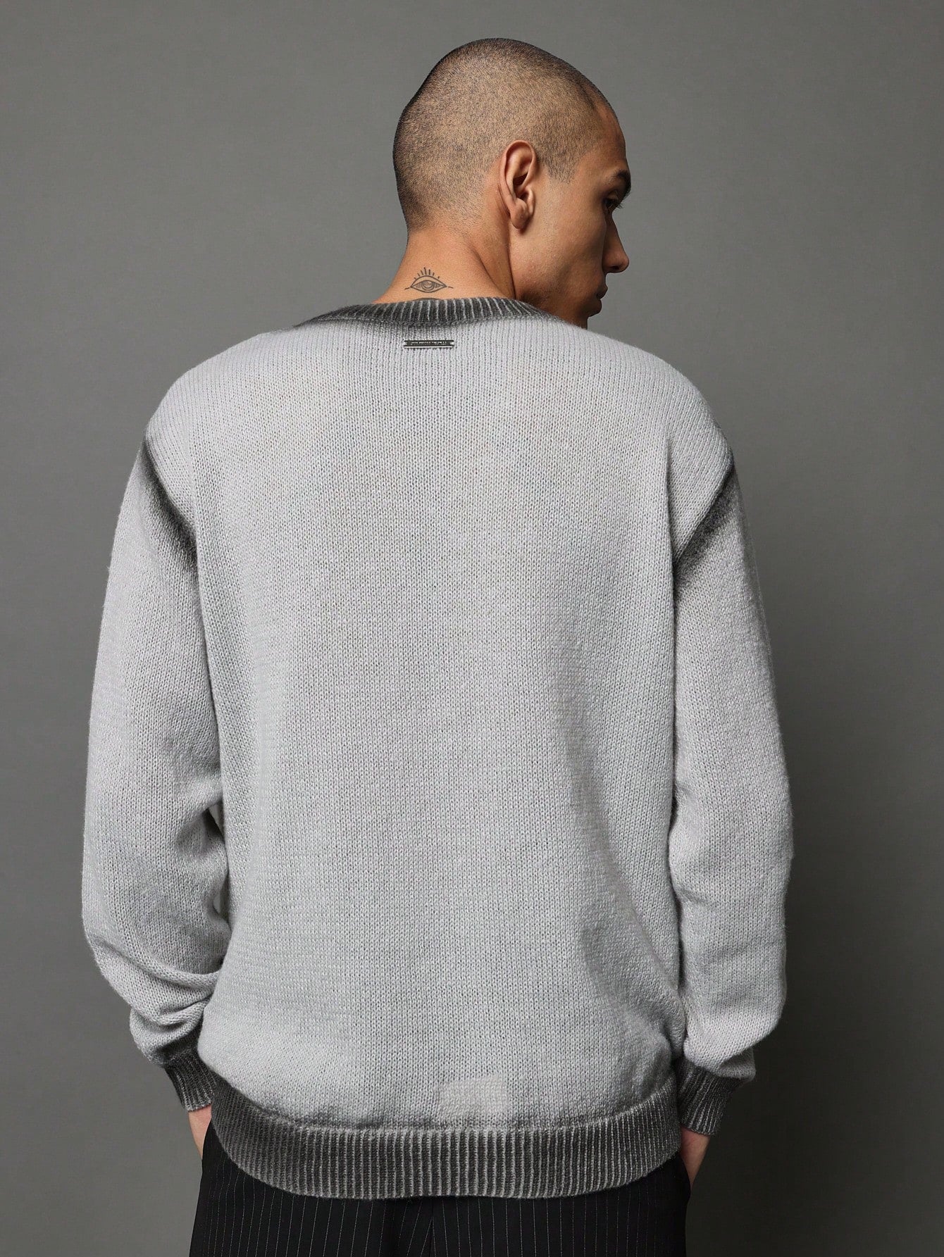 Regular Fit Crew Neck Sweater With Spray Effect