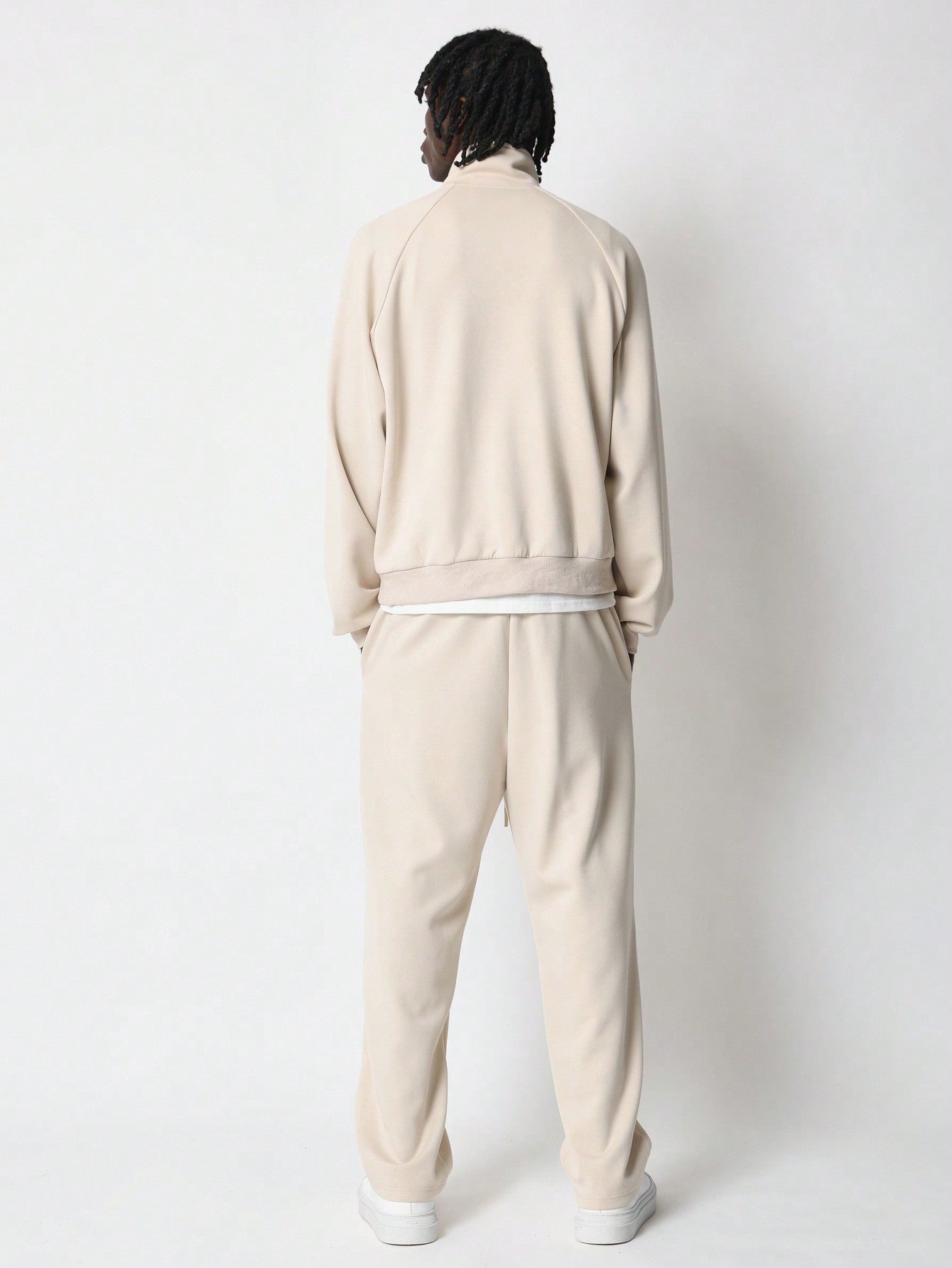 Regular Fit Zip Through Funnel Neck Sweatshirt & Straight Fit Sweatpants 2 Piece Set