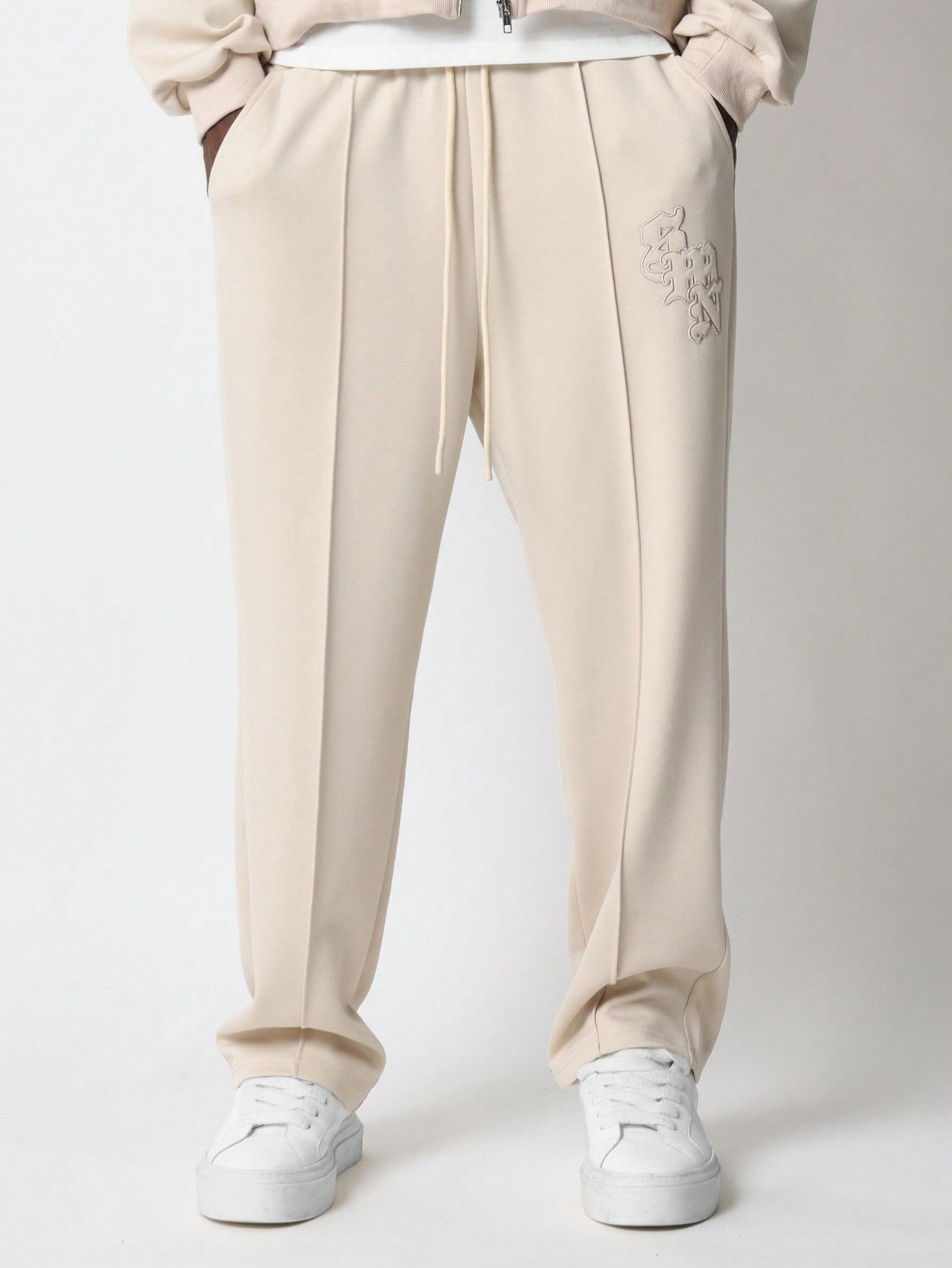 Regular Fit Zip Through Funnel Neck Sweatshirt & Straight Fit Sweatpants 2 Piece Set