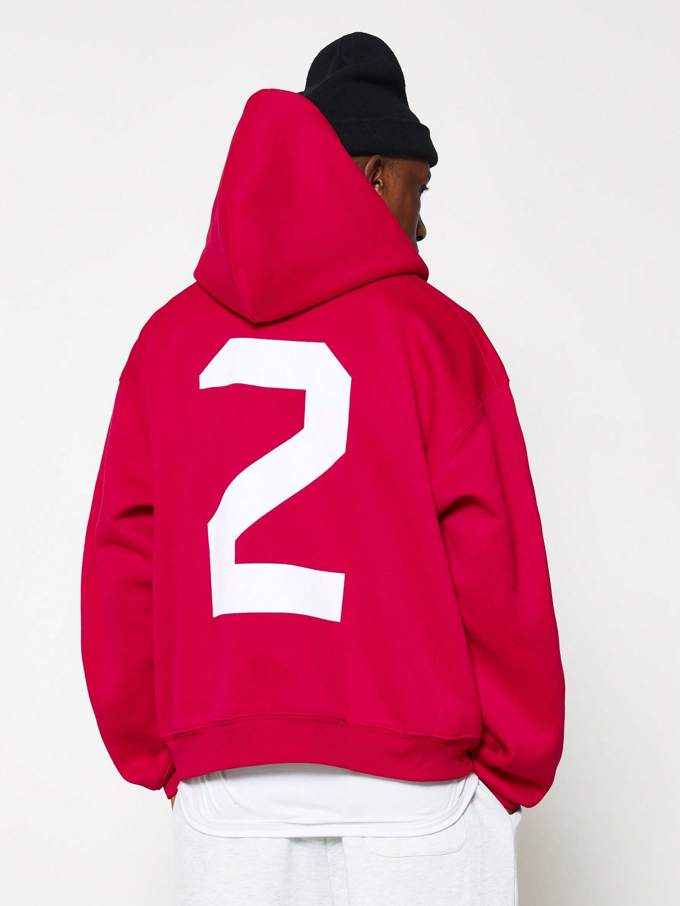 Regular Fit Overhead Hoodie With Back Number Graphic Print