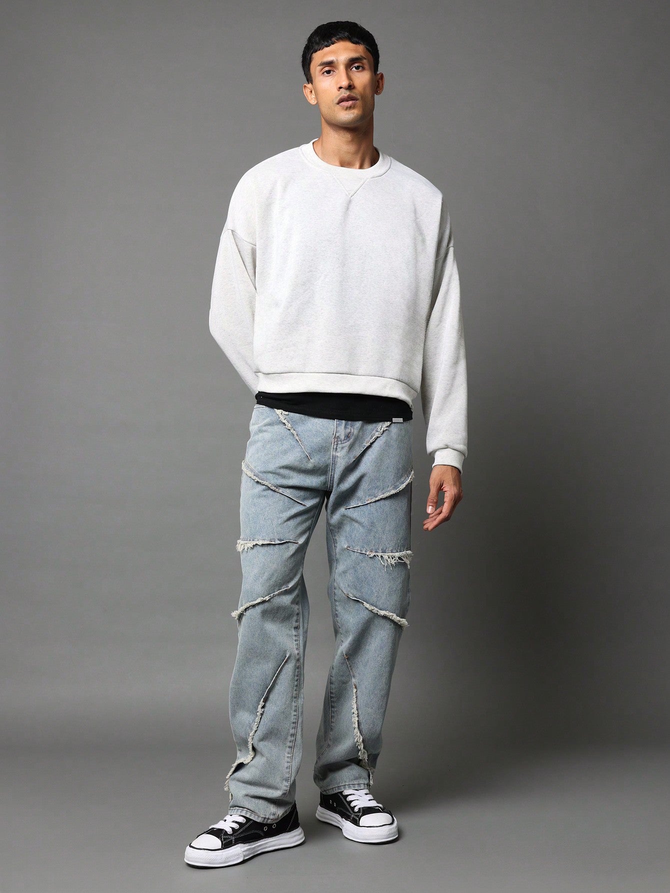 Flare Fit Jean With Raw Edge Seam Detail