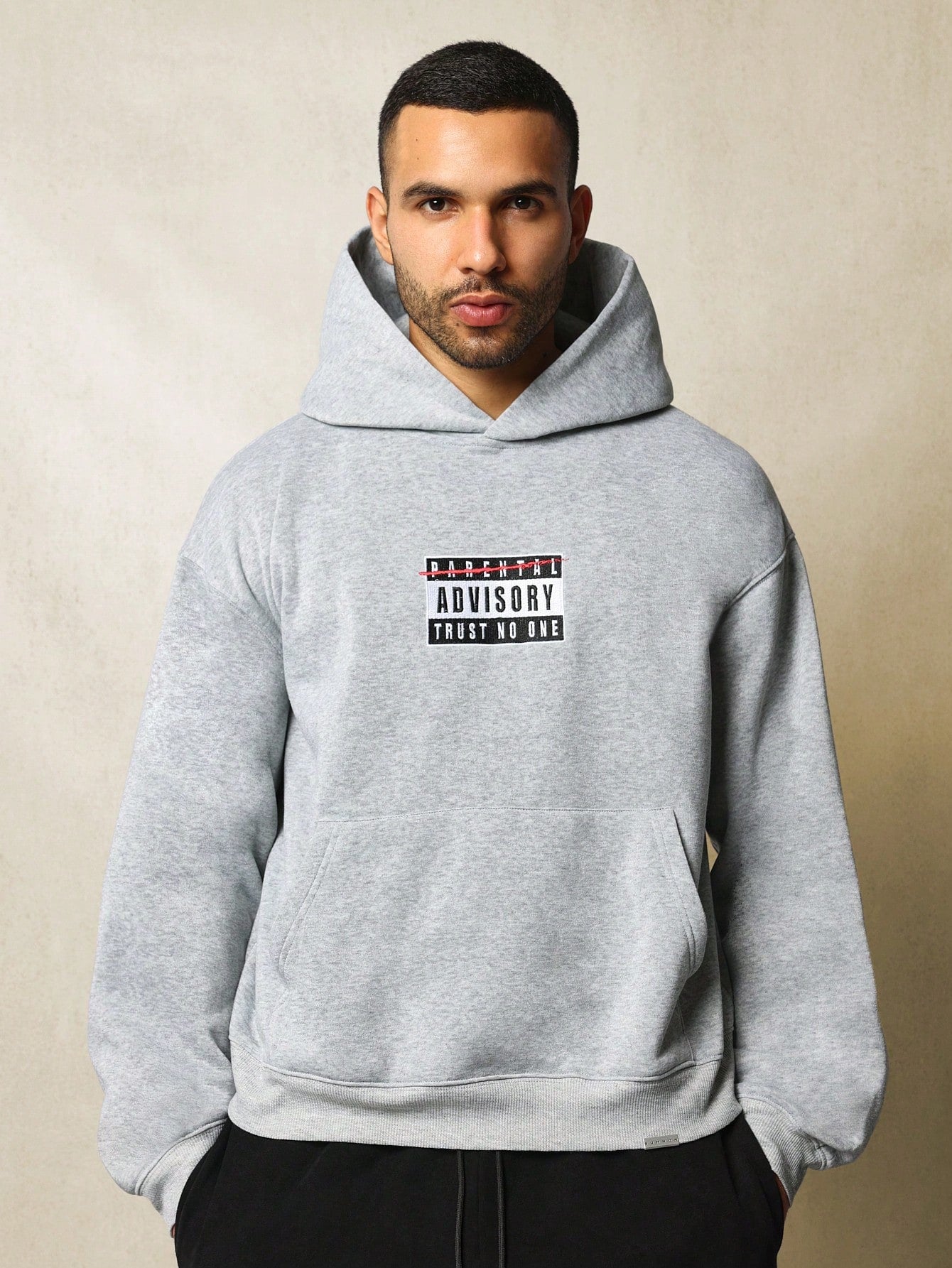 Regular Fit Overhead Hoodie With Embroidery