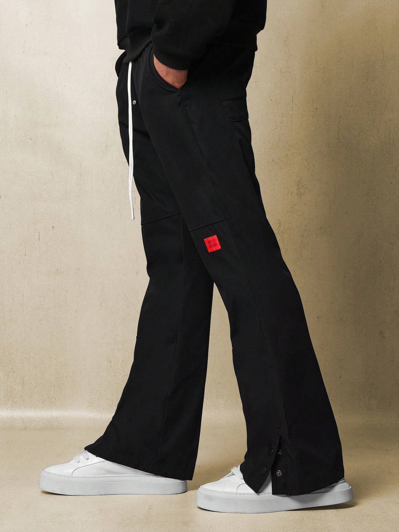 Flare Fit Nylon Pant With Eyelet & Drawstrings