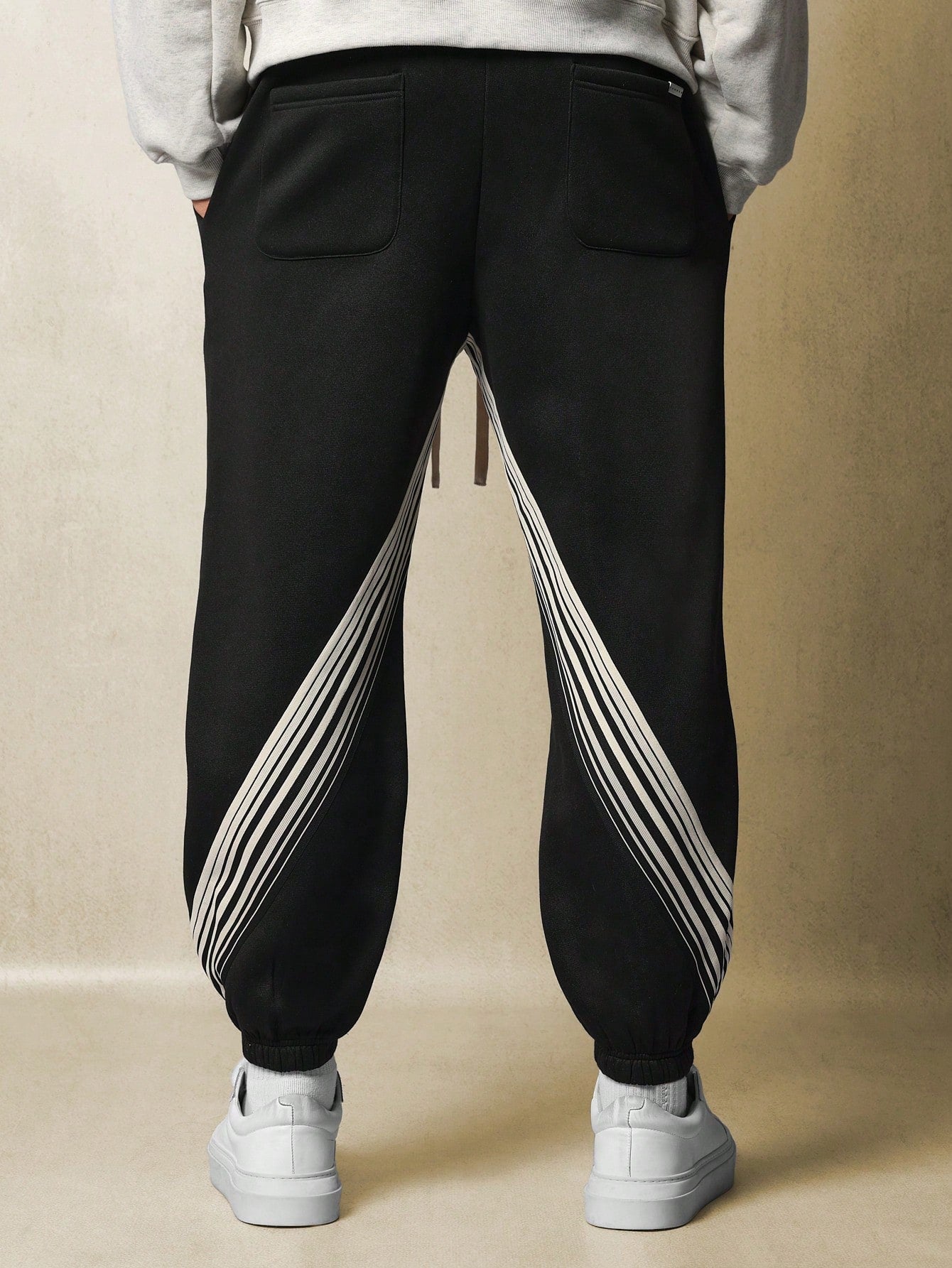 Straight Fit Pull On Drop Crotch Jogger With Tape & Embroidered Applique