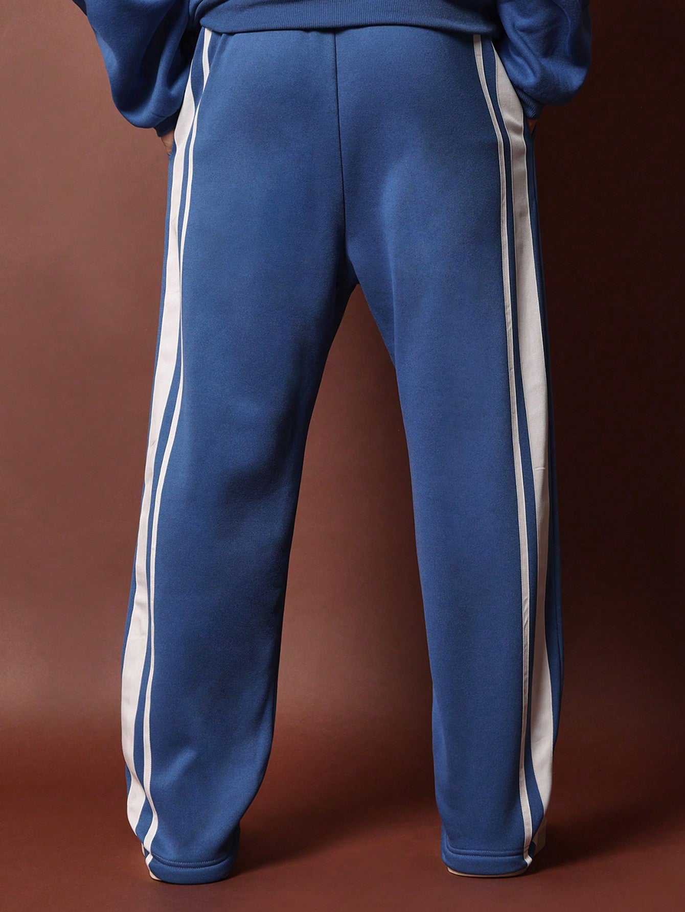 Straight Fit Drop Crotch Side Tape Sweatpants With Number Applique And Drawcords