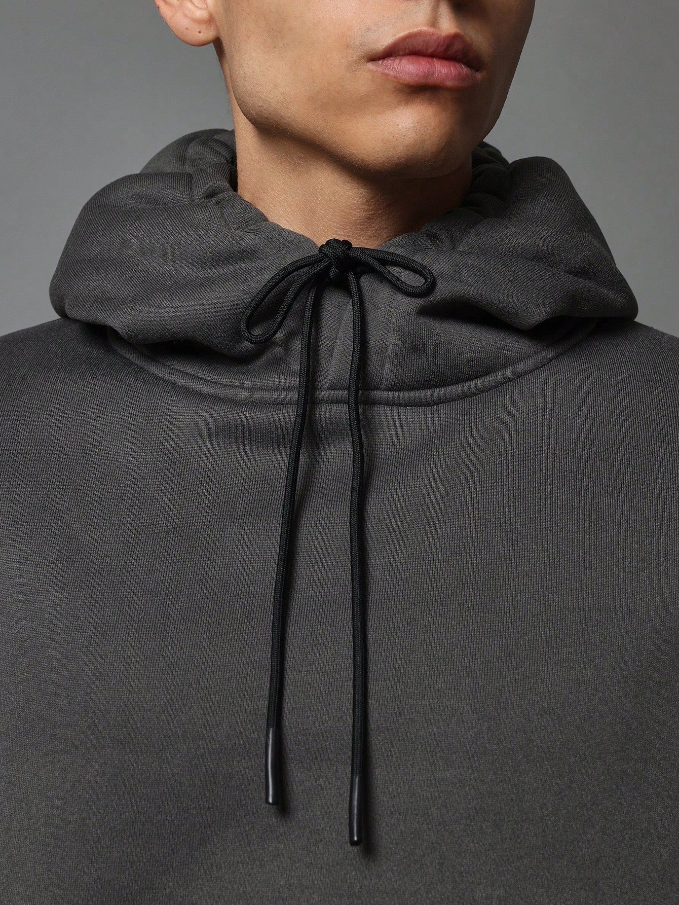 Oversized Fit Contrast Colour Double Sleeve Overhead Hoodie With Drawcords