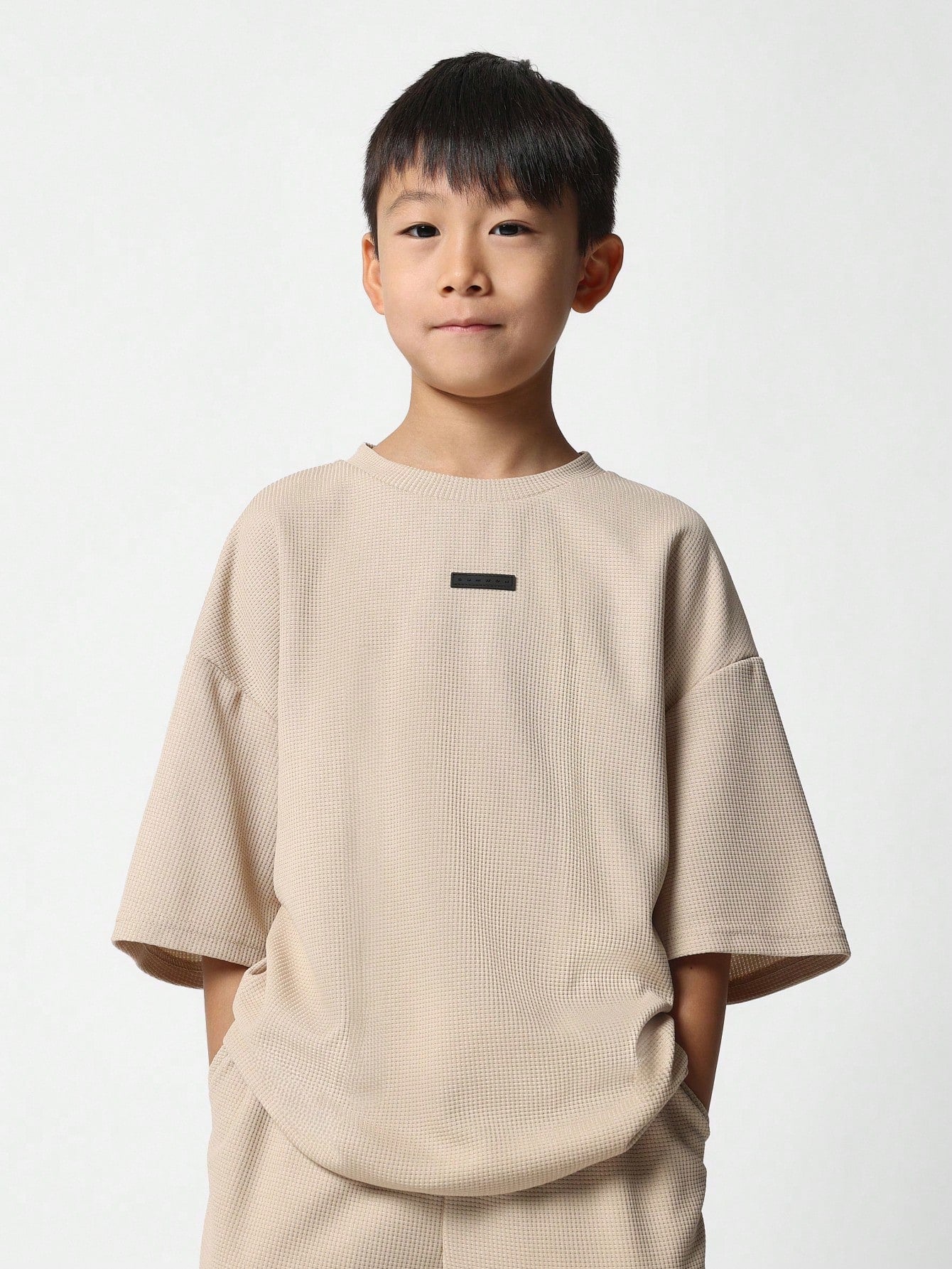 Tween Boys Oversized Essential Waffle Tee And Jogger 2 Piece Set