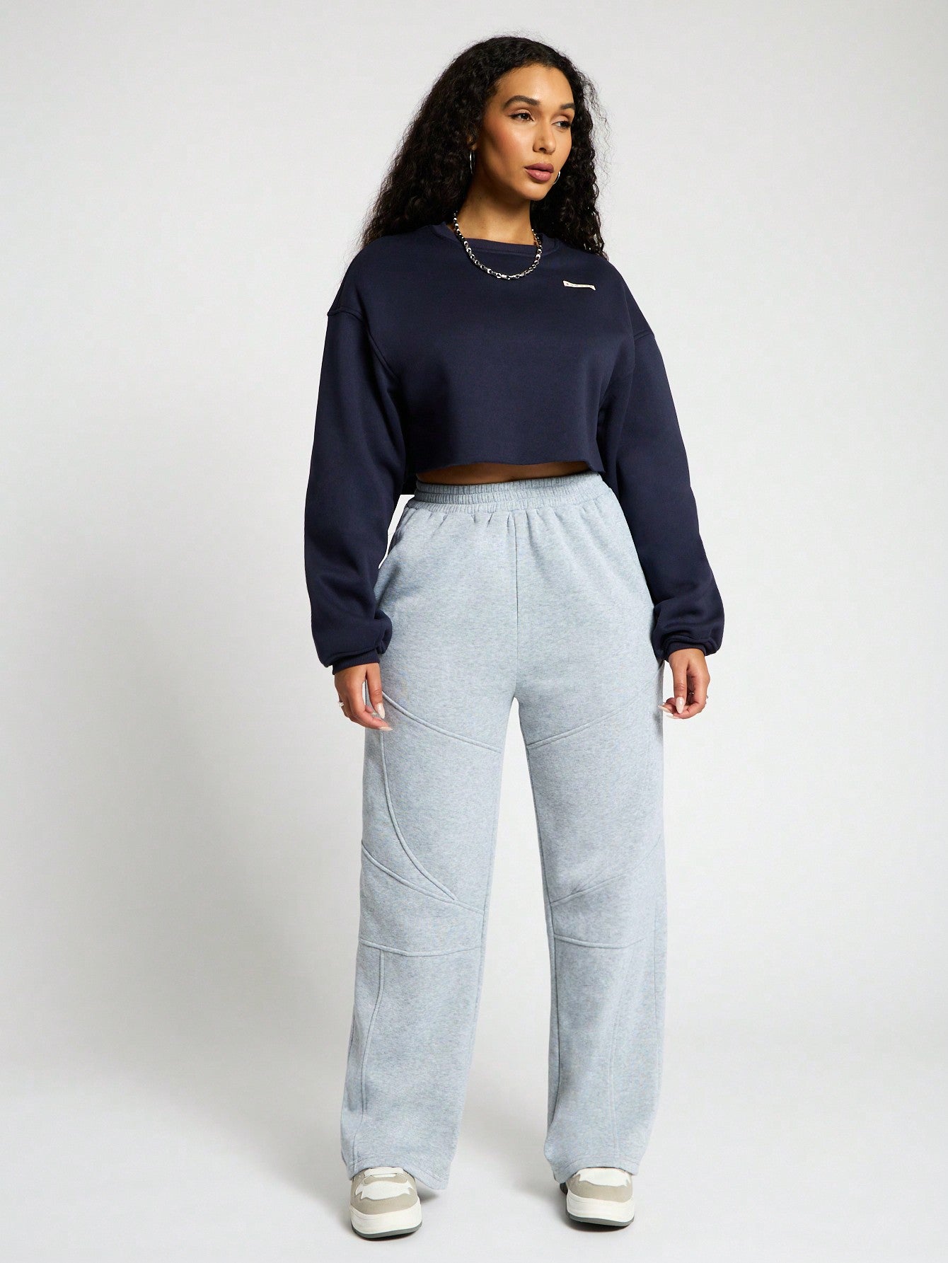 SUMWON WOMEN Seam Details Wide Leg Jogger