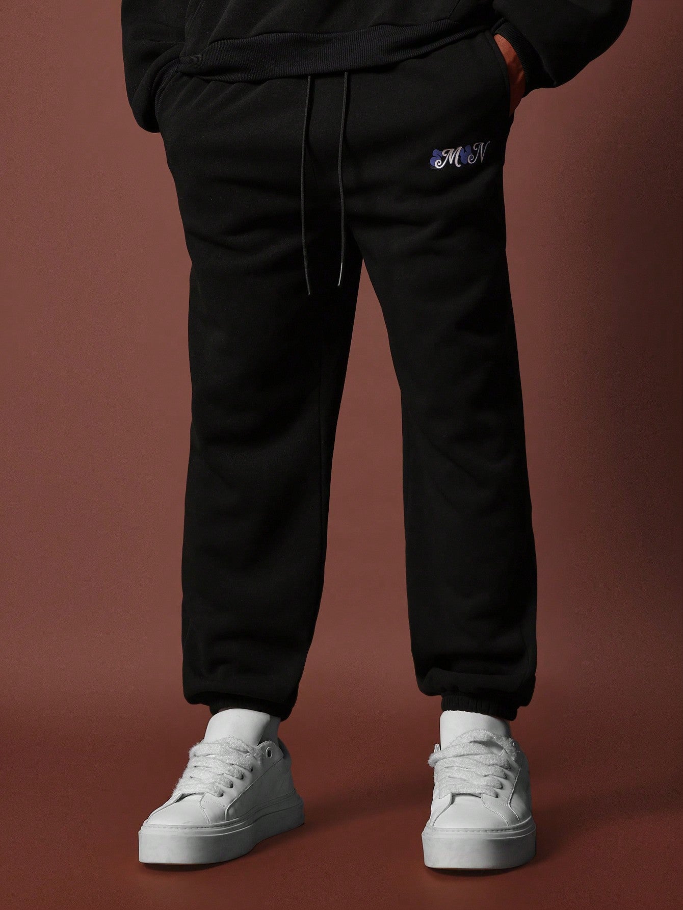 Regular Fit Overhead Hoodie With Applique & Flare Fit Sweatpants 2 Piece Set