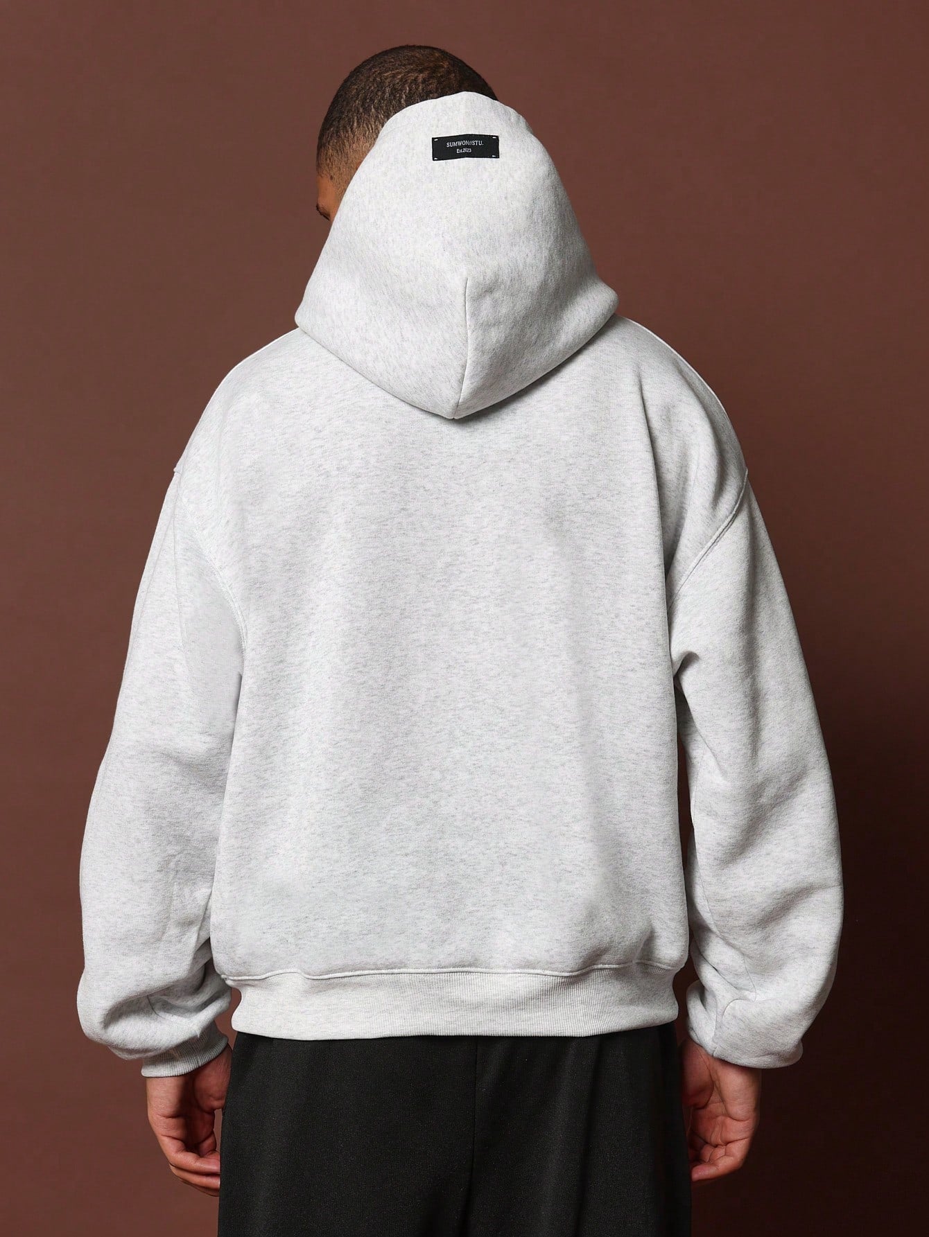 Regular Fit Marl Overhead Hoodie With Drawcord