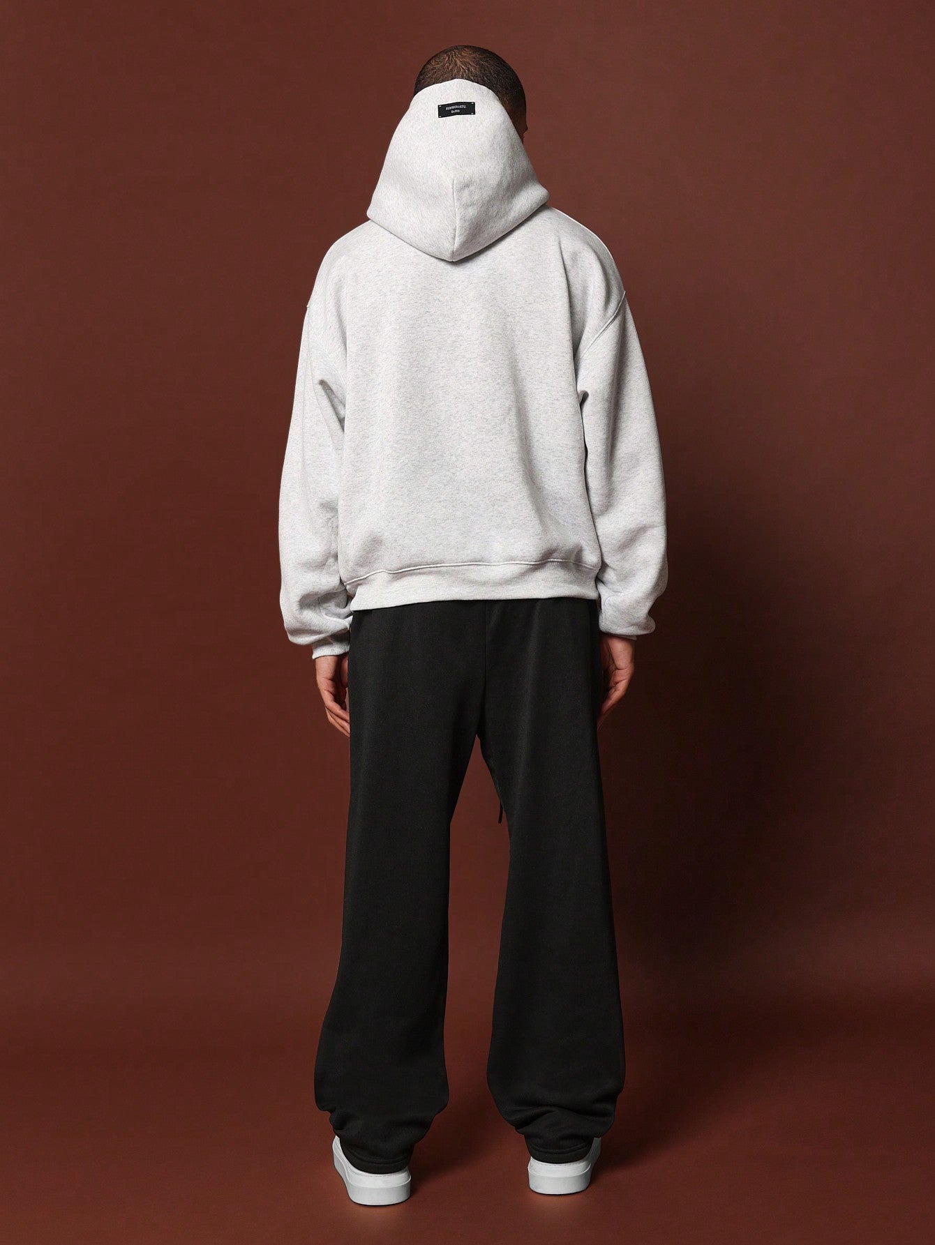 Regular Fit Marl Overhead Hoodie With Drawcord