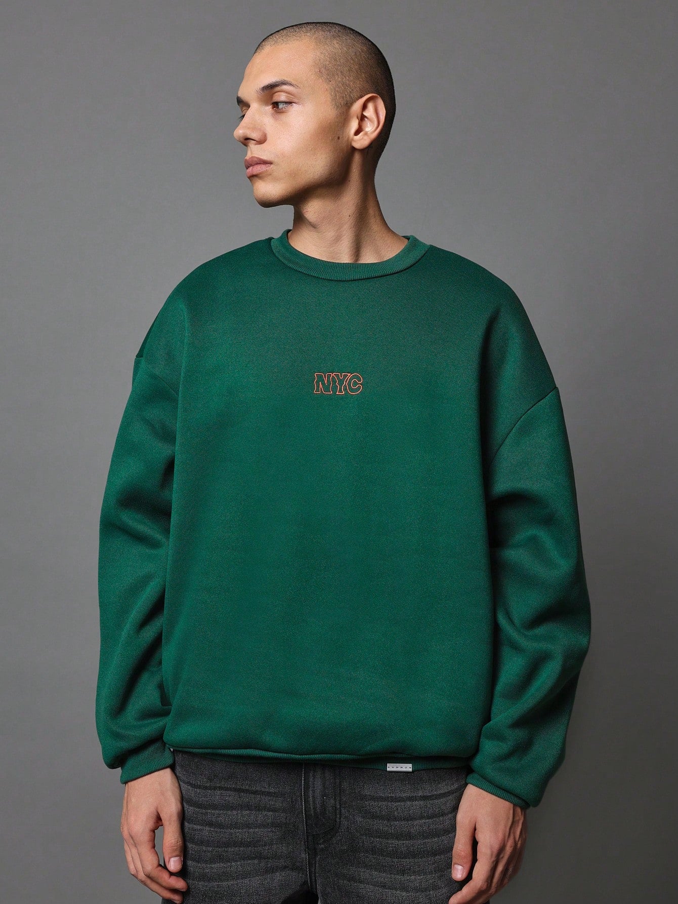 Regular Fit Crew Neck Sweatshirt With Embroidery & Graphic Print