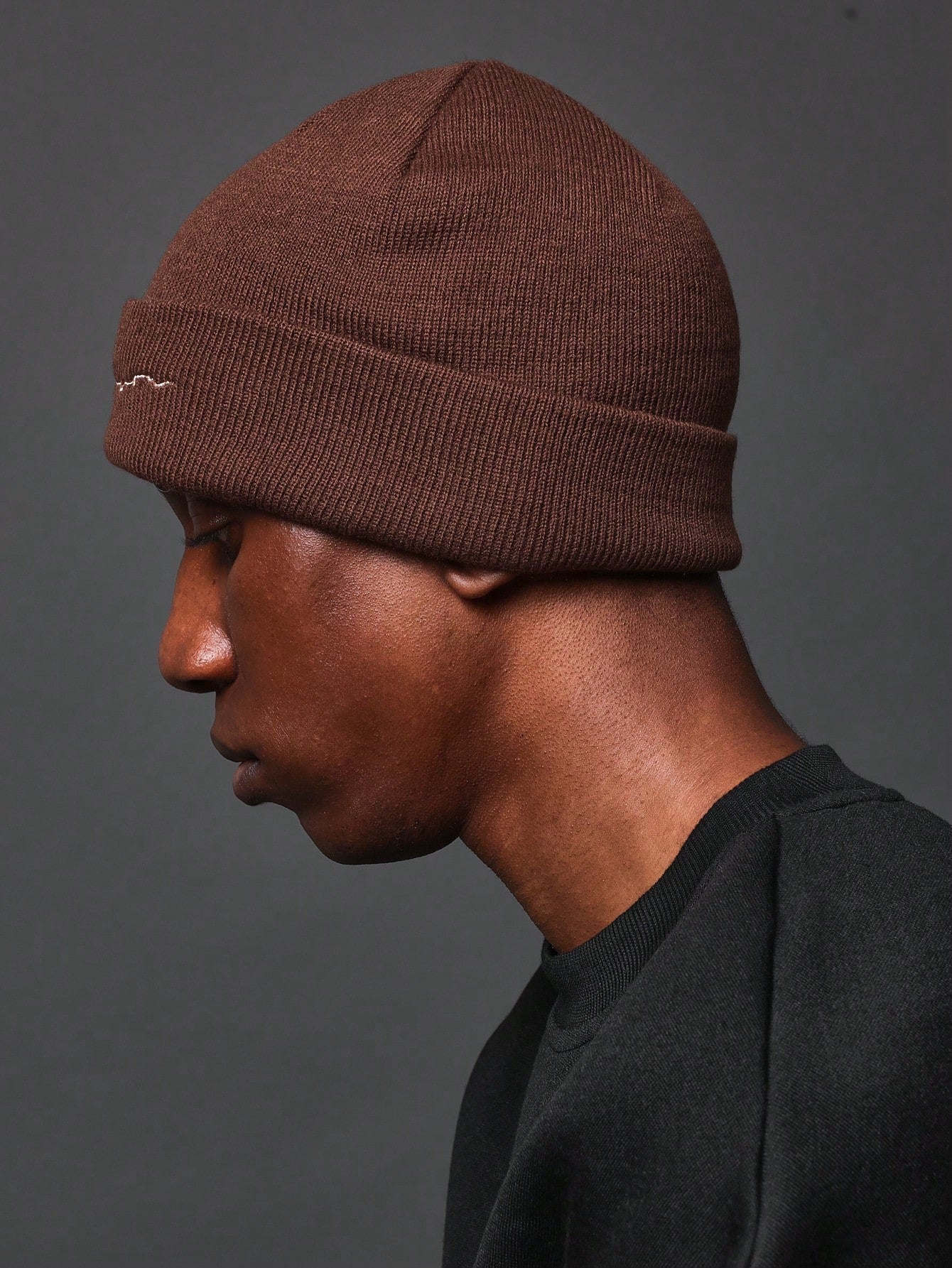 Embroidered Folded Beanie Hat