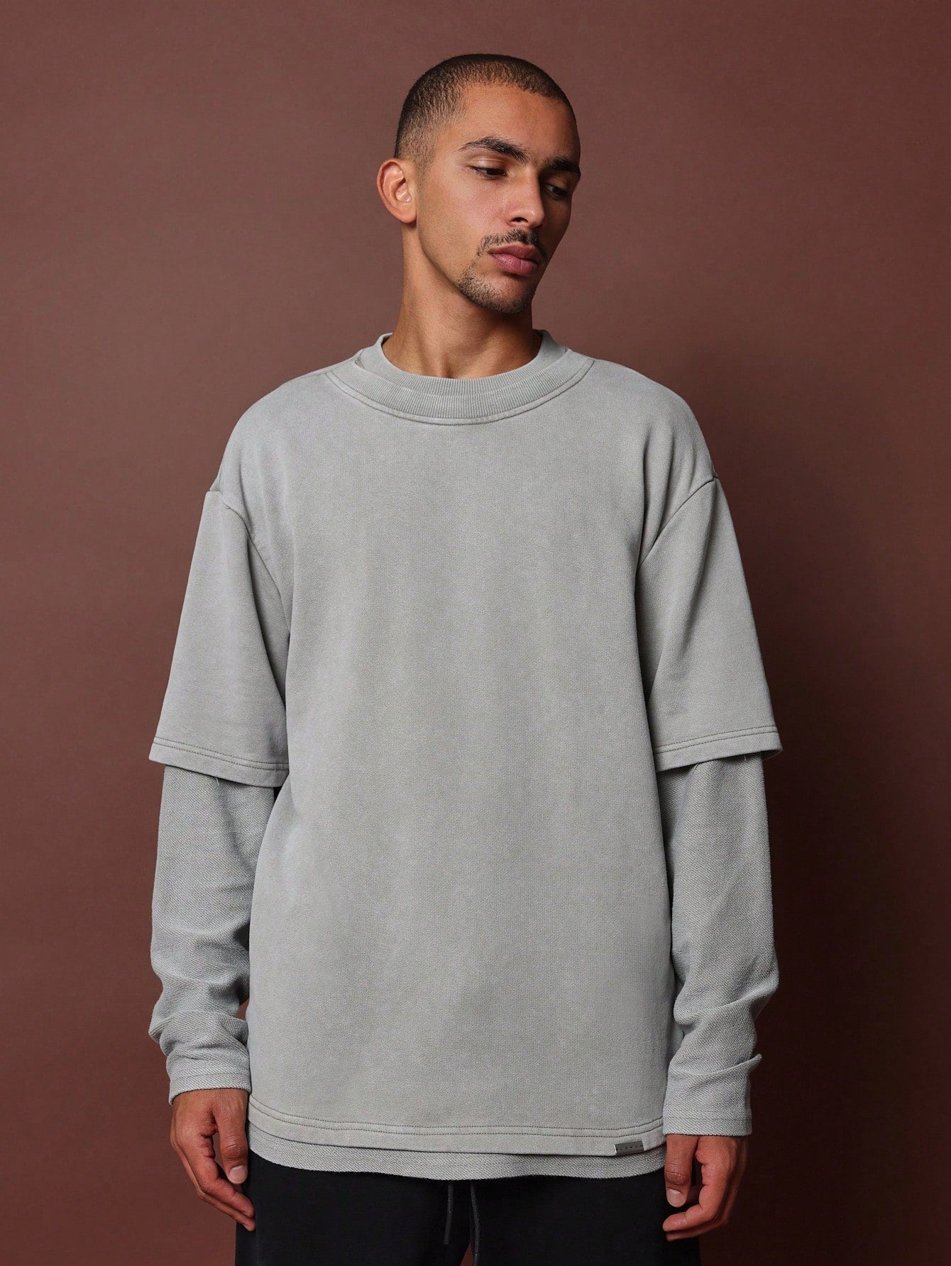 Regular Fit Double Layer Long Sleeve Tee