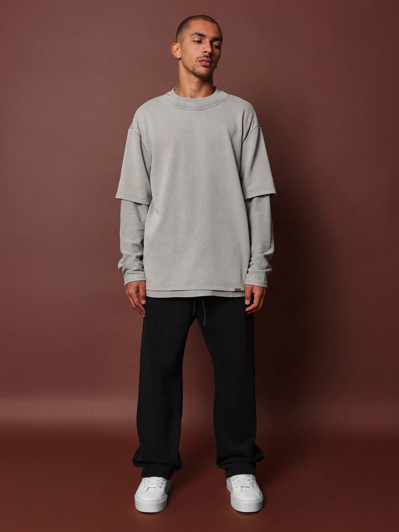 Regular Fit Double Layer Long Sleeve Tee