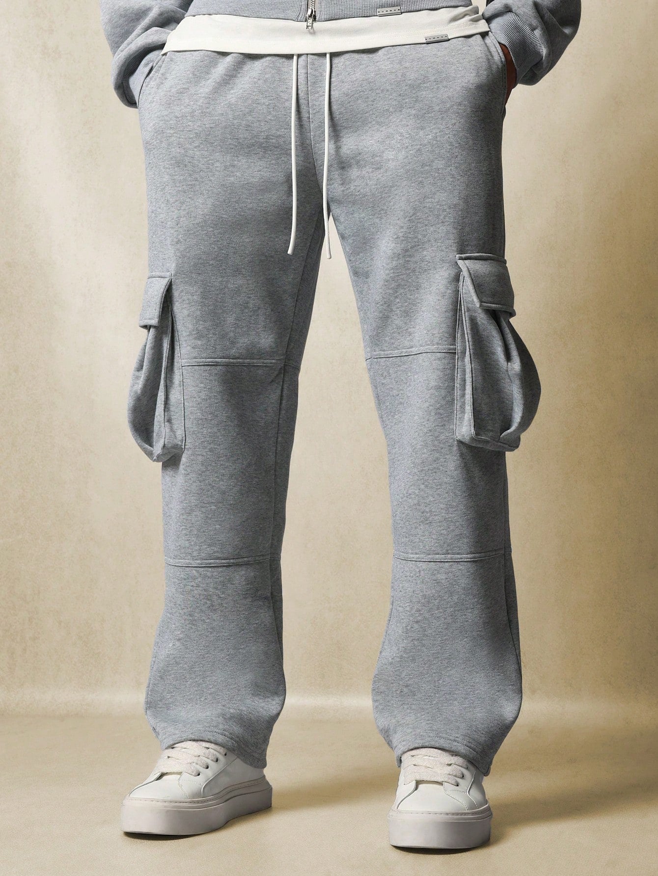 Skater Fit Cargo Sweatpants With Drawstrings