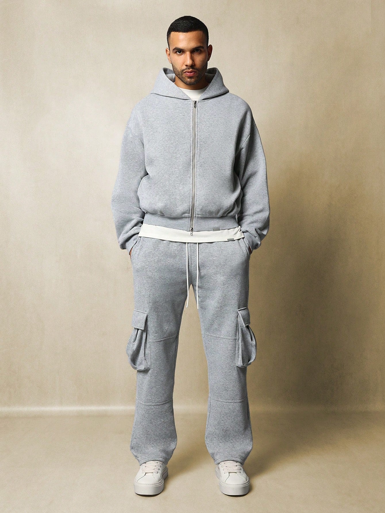 Skater Fit Cargo Sweatpants With Drawstrings