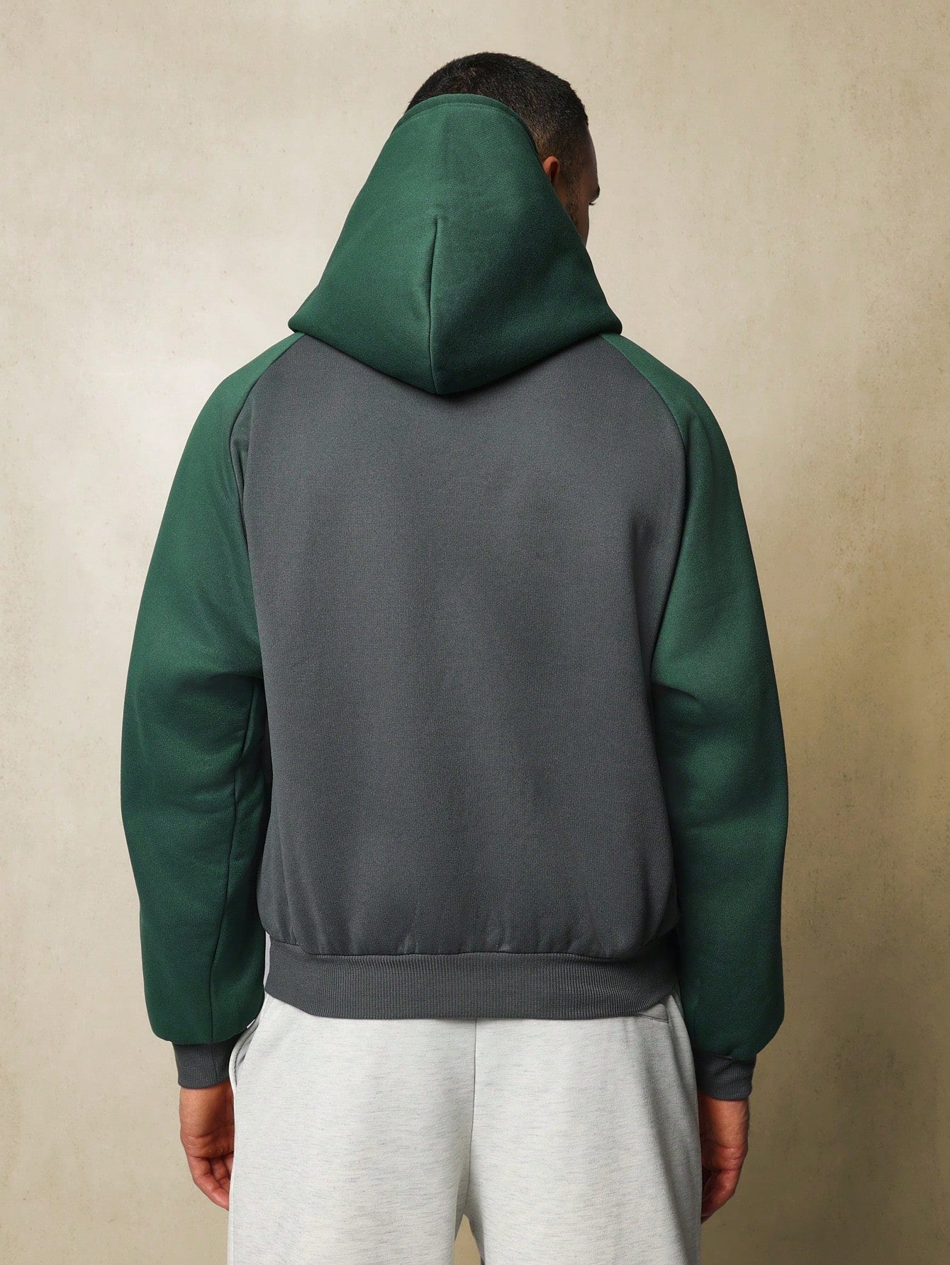 Crop Fit Overhead Colour Block Hoodie