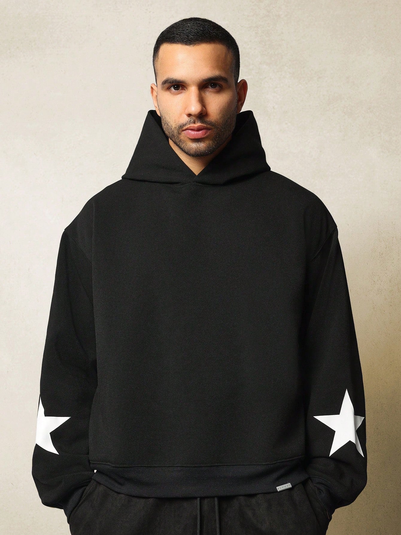 Regular Fit Overhead Hoodie With Side Entry Pocket Star & Number Graphic Print