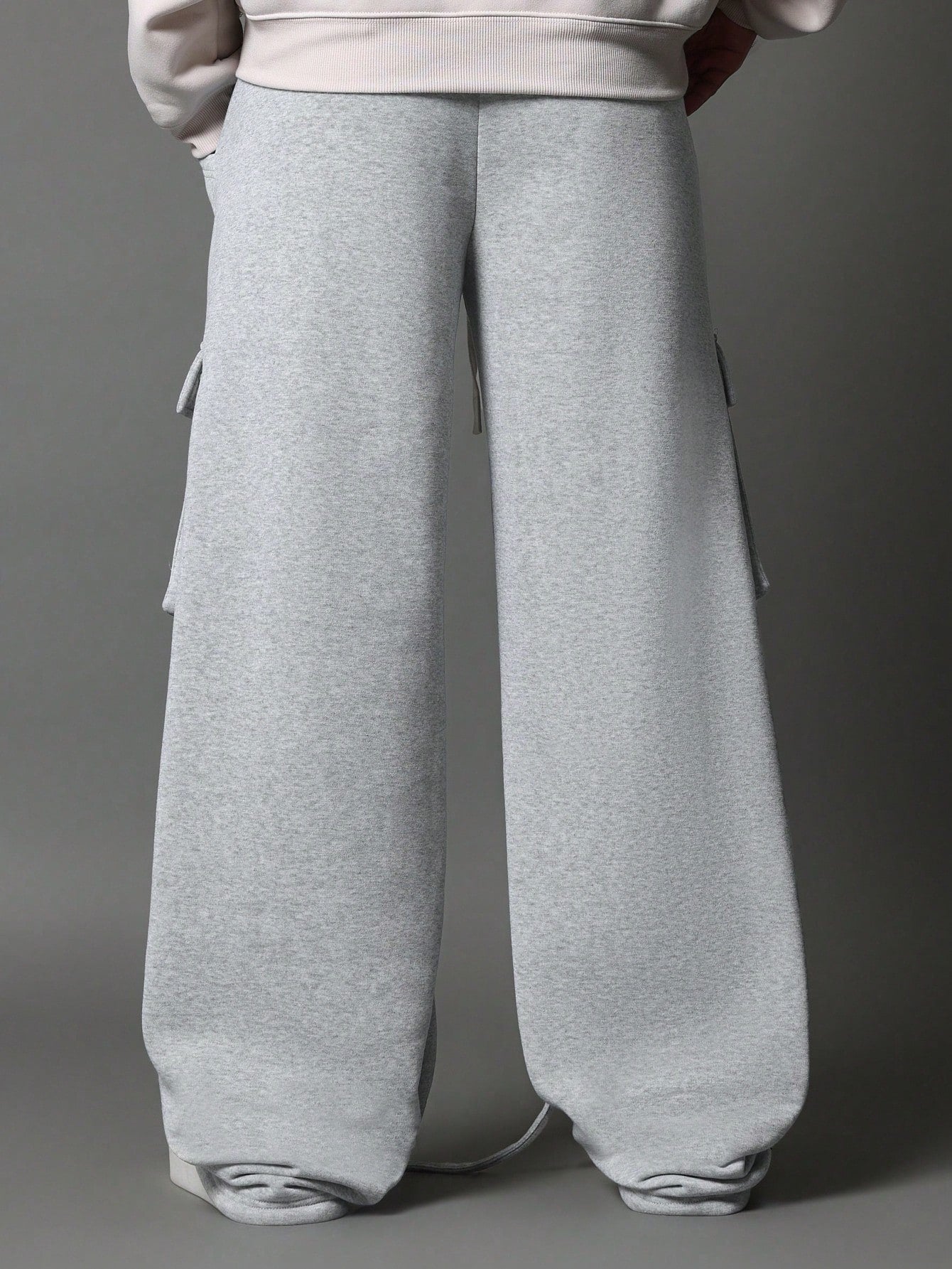 Wide Leg Multi Pocket Cargo Sweatpants With Drawcords