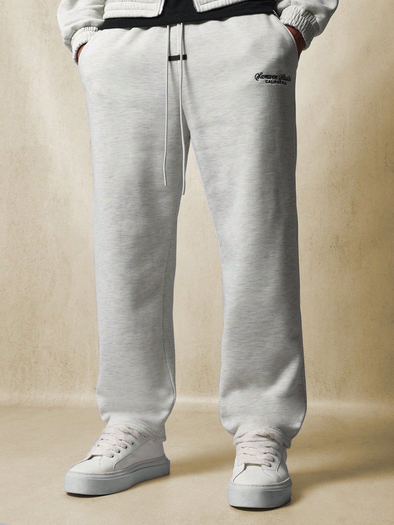 Regular Fit Zip-Up Hoodie And Barrel Fit Sweatpants With Embroidery 2 Piece Set