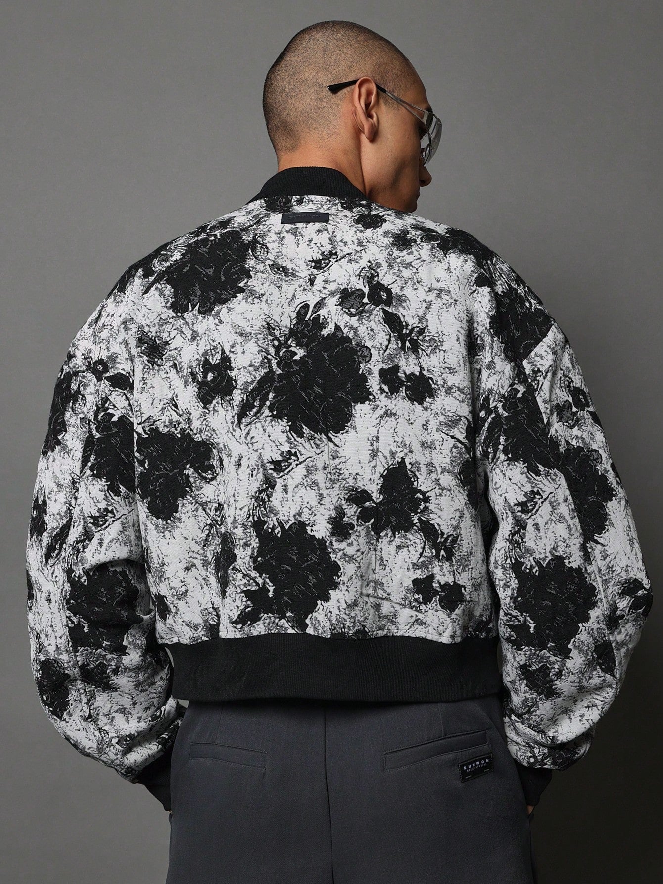 Tapestry Cropped Zip-Up Bomber Jacket