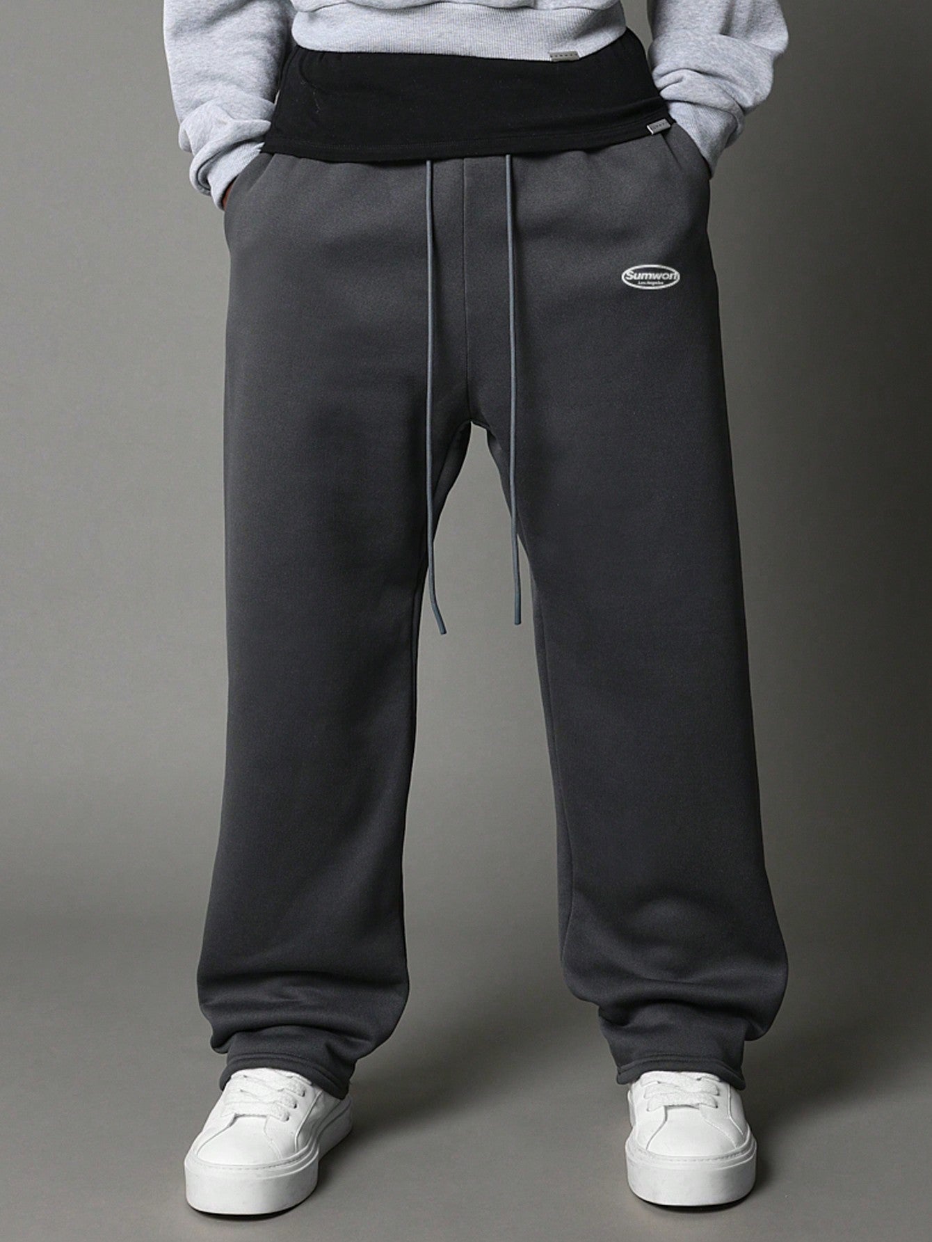 Straight Fit Drop Crotch Sweatpants With Graphic Print