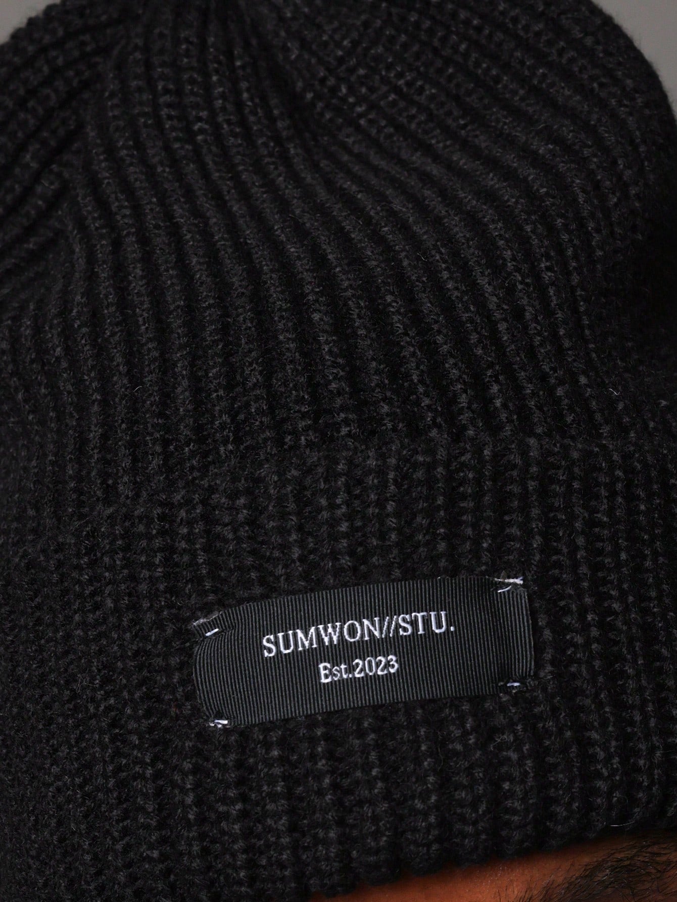 Cable Knitted Beanie Hat With Branded Label