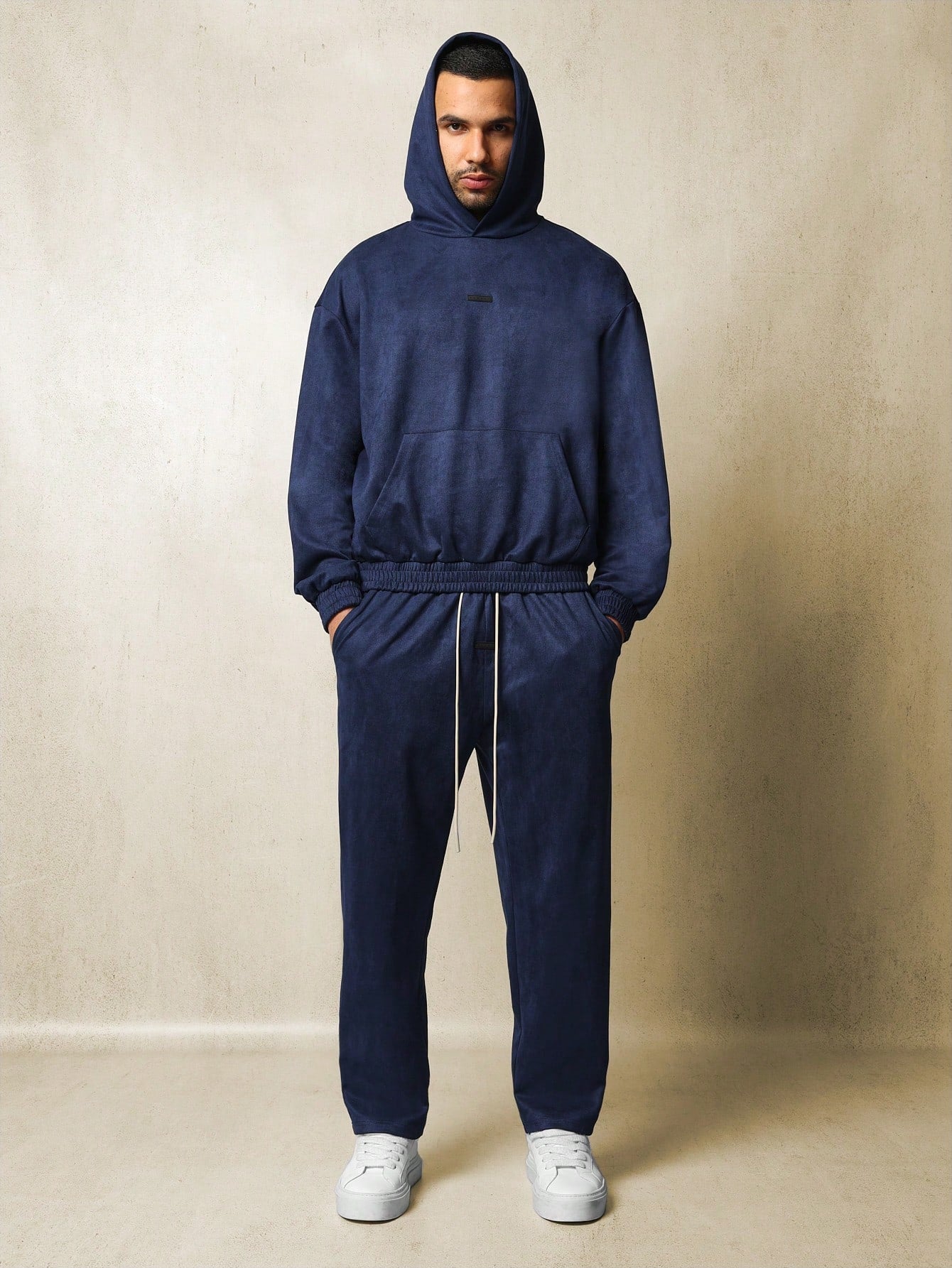 Suedette Regular Fit Overhead Hoodie And Barrel Fit Sweatpants 2 Piece Set