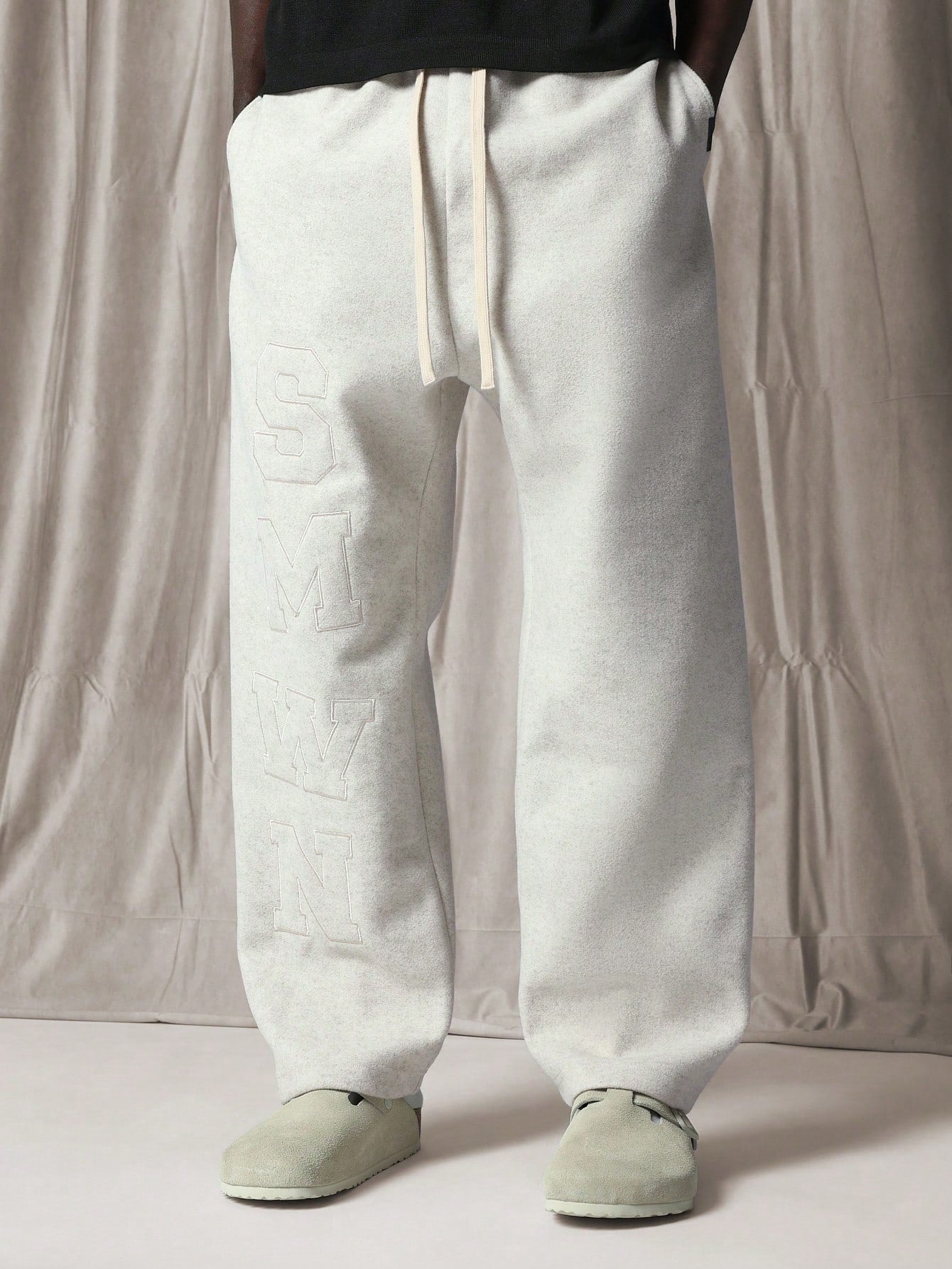 Drop Crotch Pull On Sweatpants With Applique Embroidery