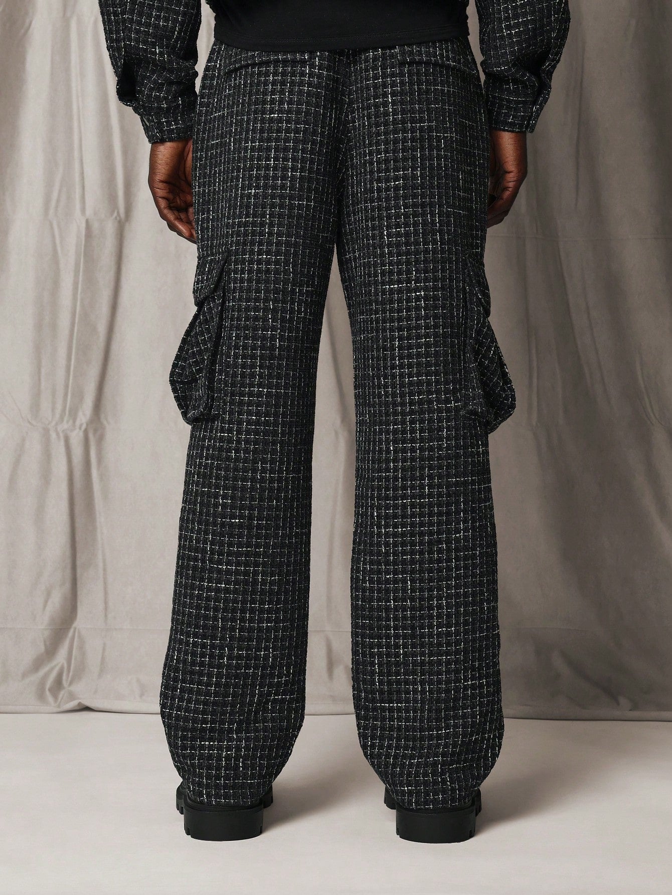 Loose Fit Tweed Cargo Pant