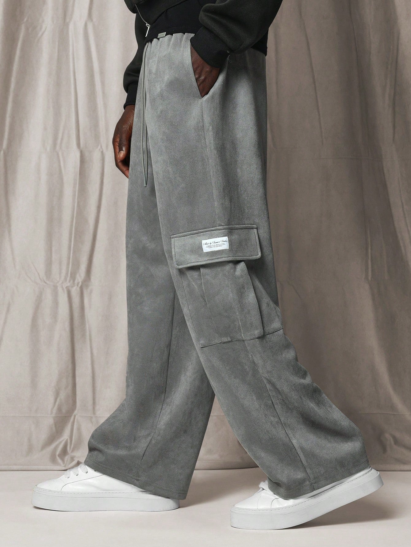 Suedette Straight Fit Cargo Sweatpants