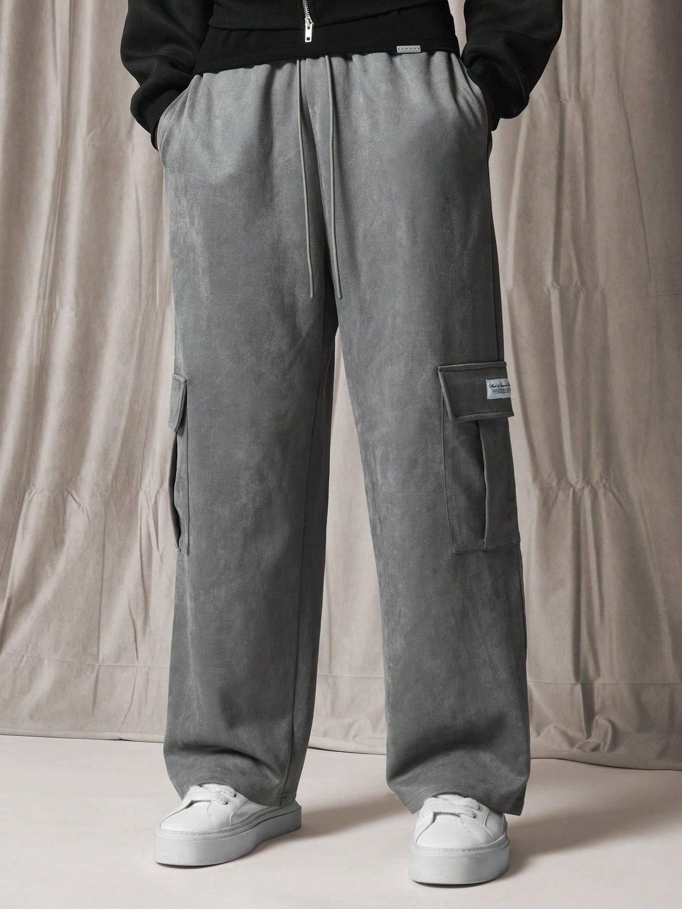 Suedette Straight Fit Cargo Sweatpants