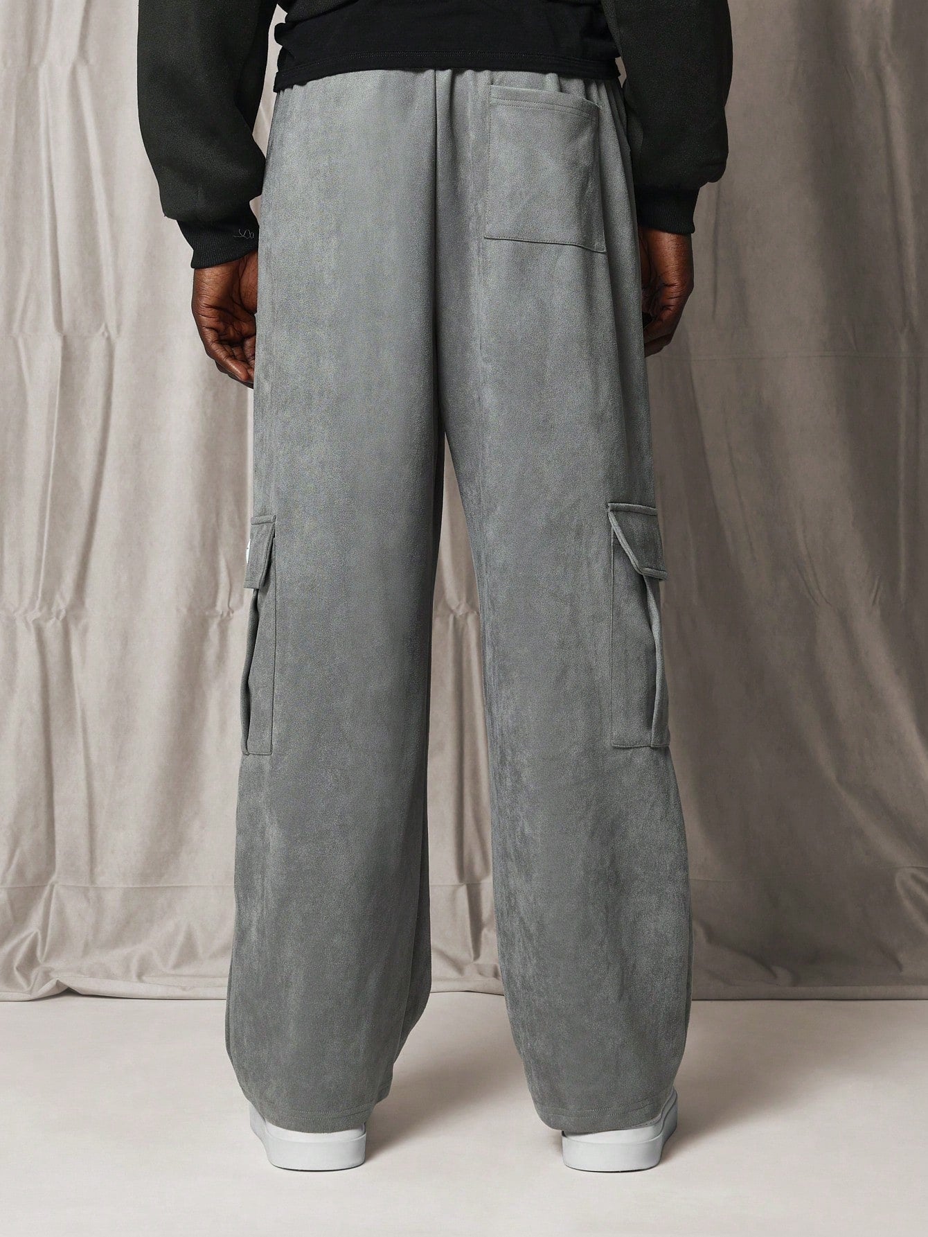 Suedette Straight Fit Cargo Sweatpants