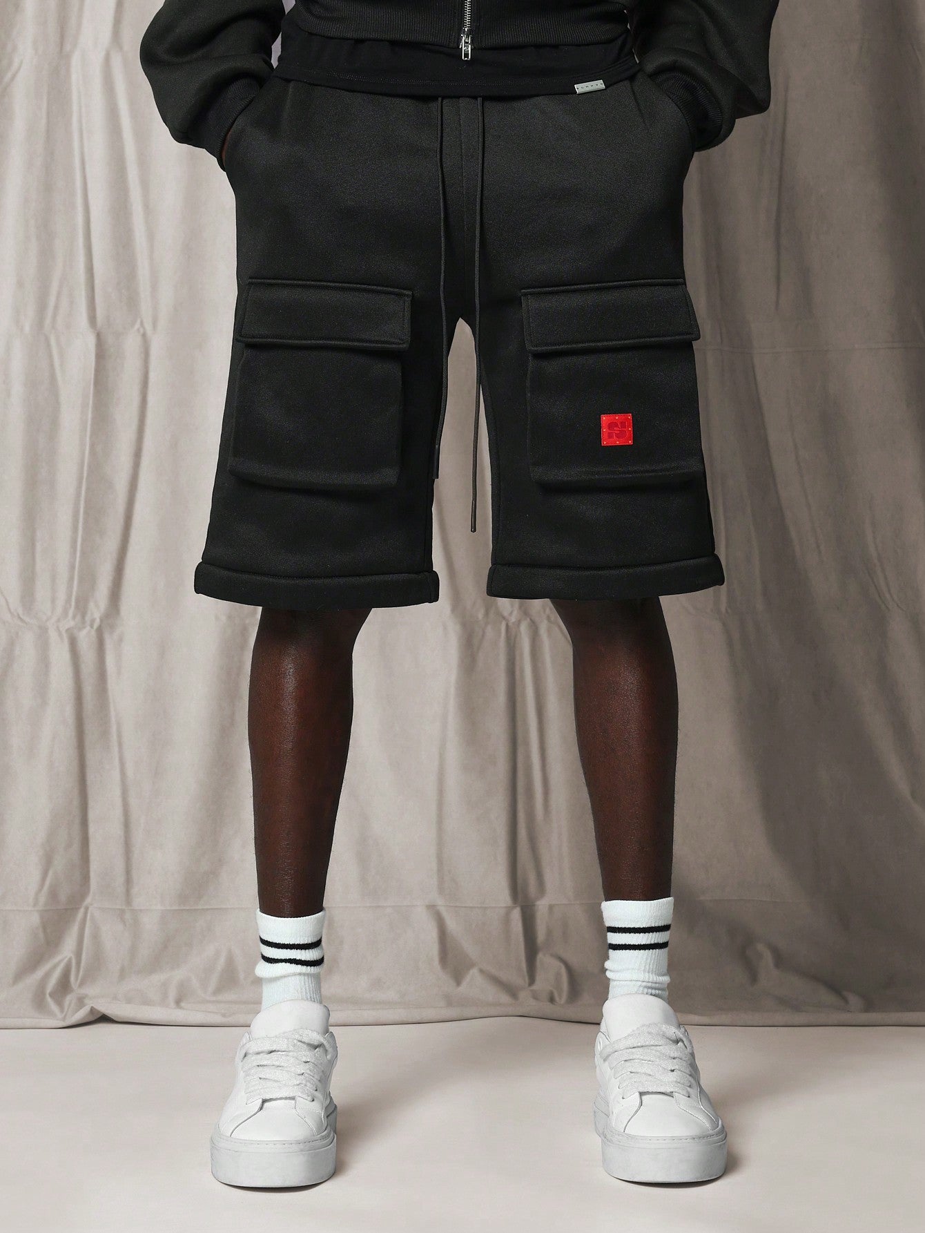 Straight Fit Exposed Multi Pocket Cargo Hybrid Sweatpants