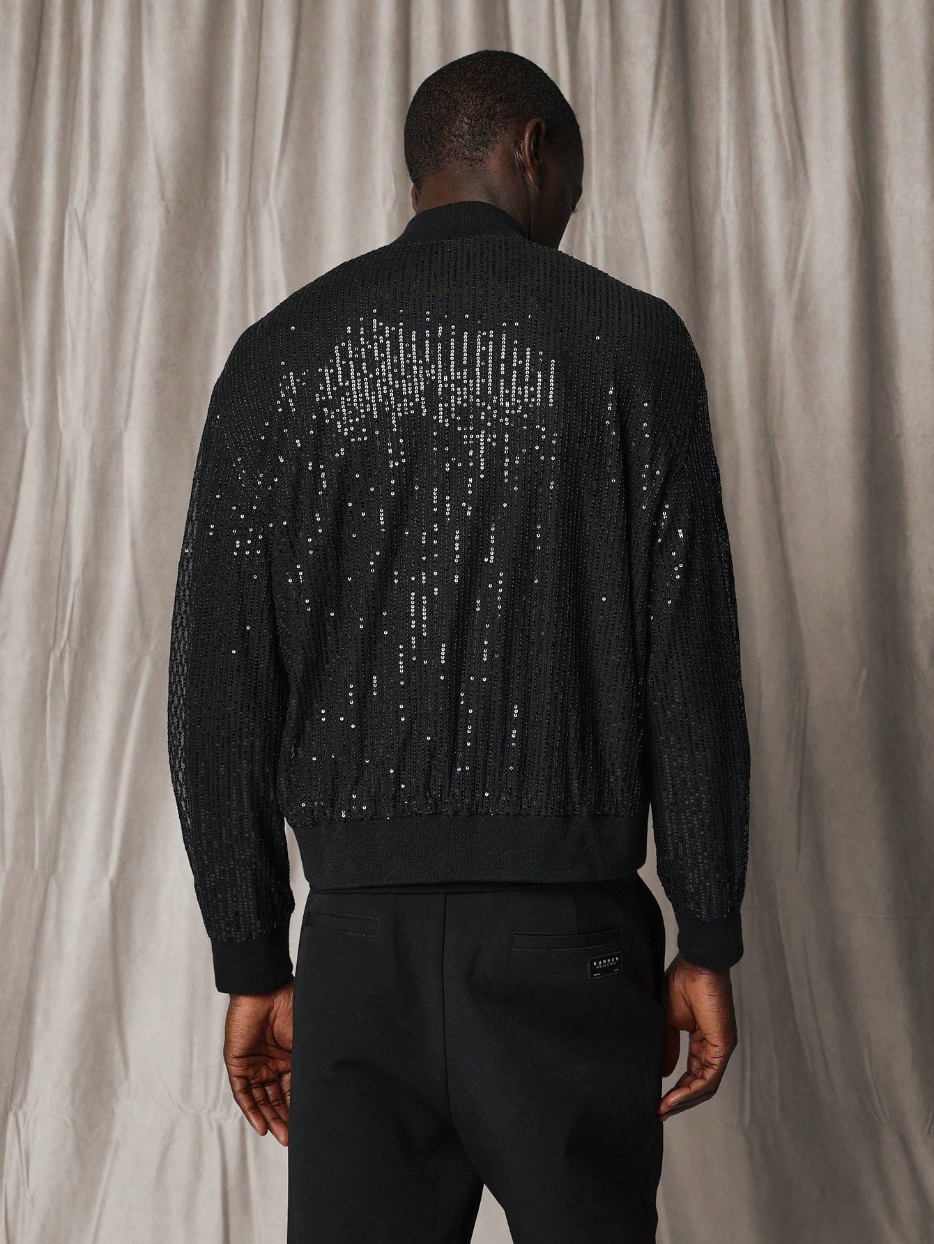 Crop Zip Through Sequin Jacket