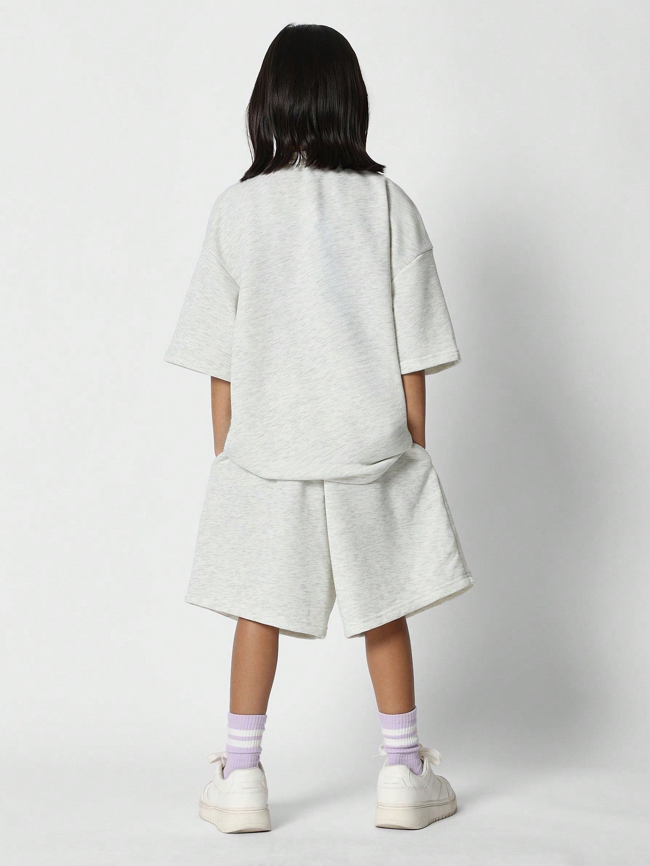 Tween Girls Oversized Fit Tee And Short 2 Piece Essential Set