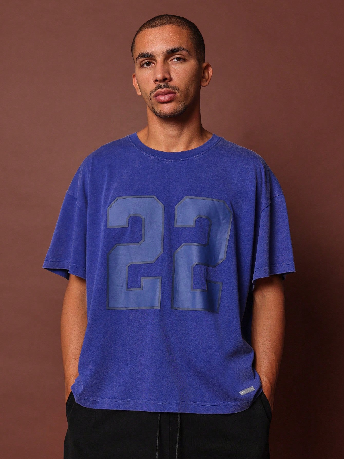 Boxy Fit Washed Baller Tee With Number Graphic Print