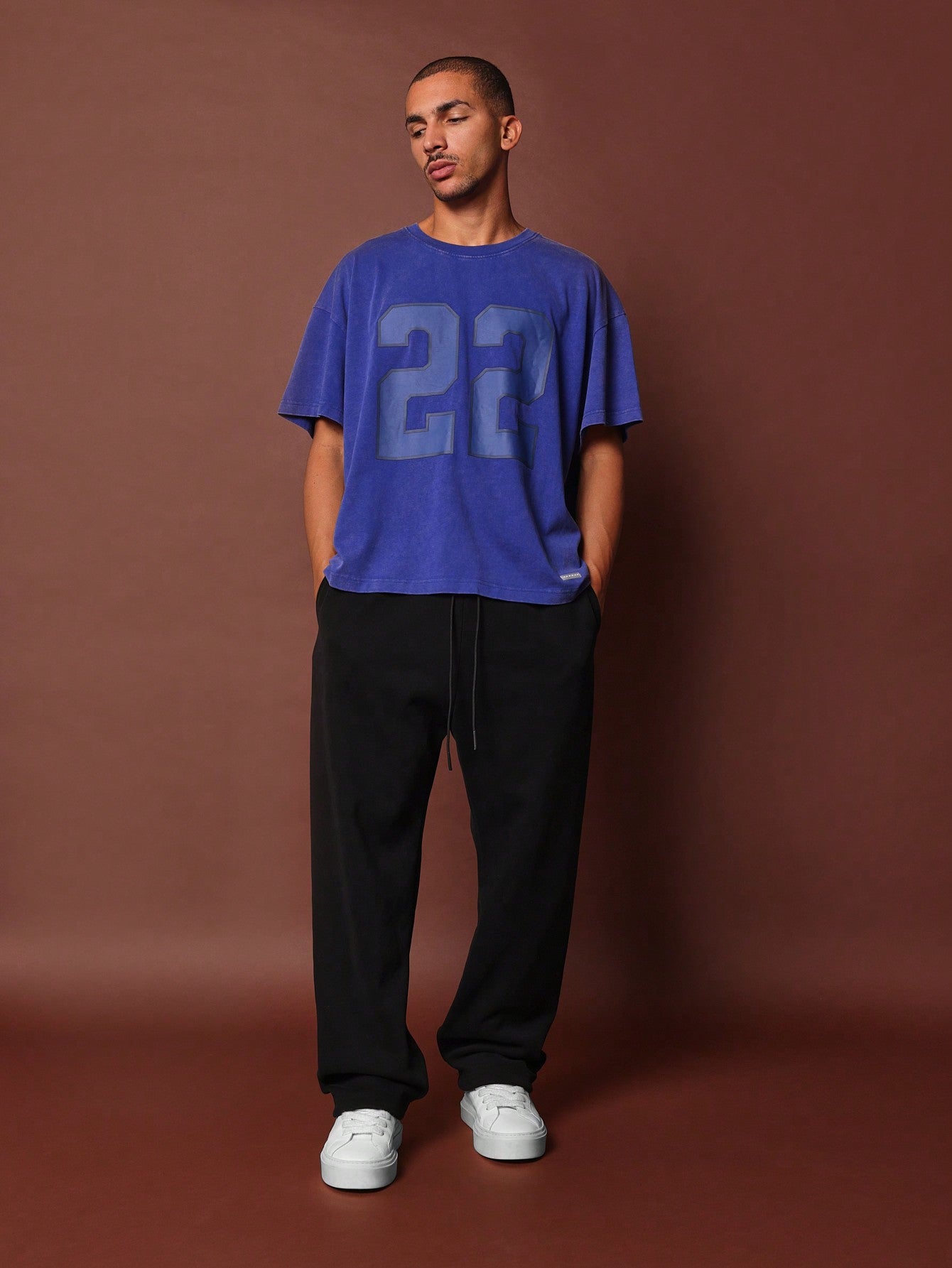 Boxy Fit Washed Baller Tee With Number Graphic Print