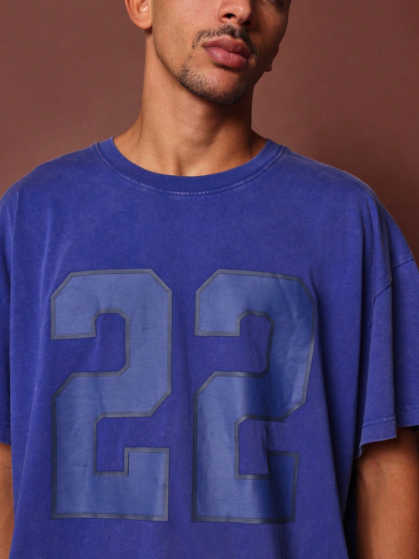 Boxy Fit Washed Baller Tee With Number Graphic Print