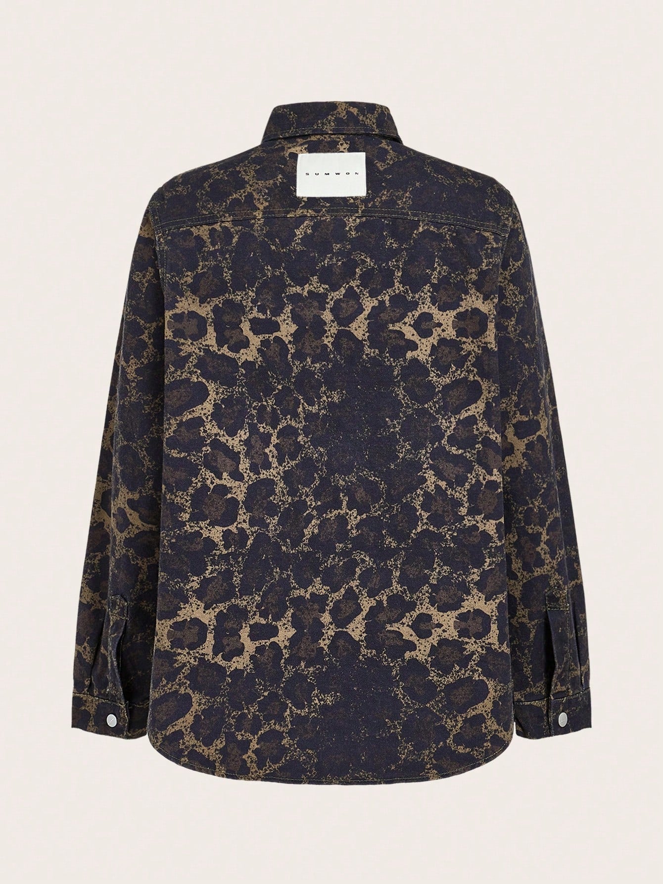 SUMWON WOMEN Oversized Fit Leopard Print Denim Jacket