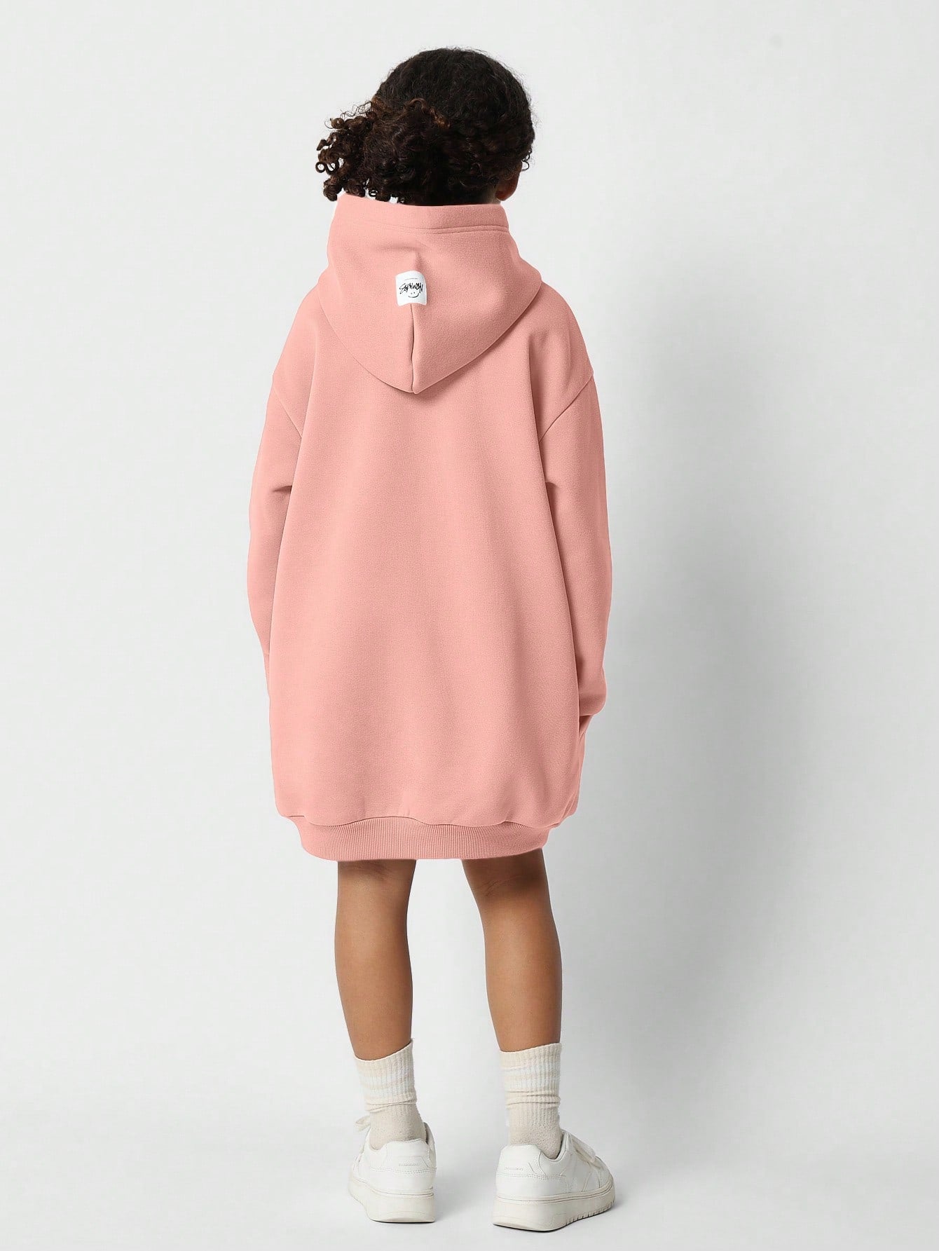 Tween Girls Comfy Oversized Hoodie Dress With Front Graphic Print