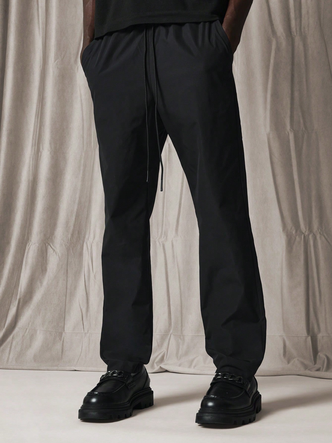 Slim Fit Nylon Pant With Drawstrings