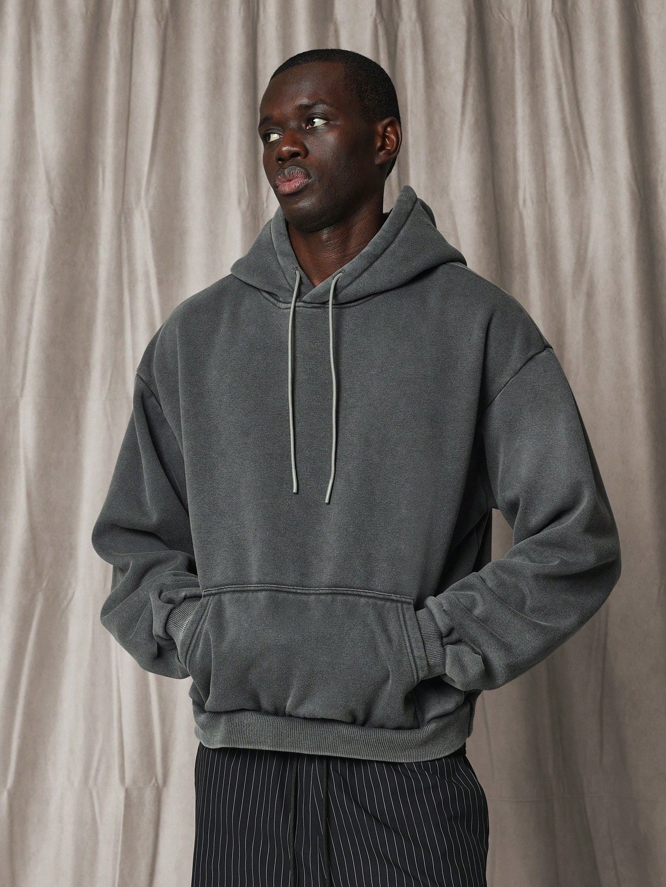 Regular Fit Washed Overhead Hoodie With Drawstring