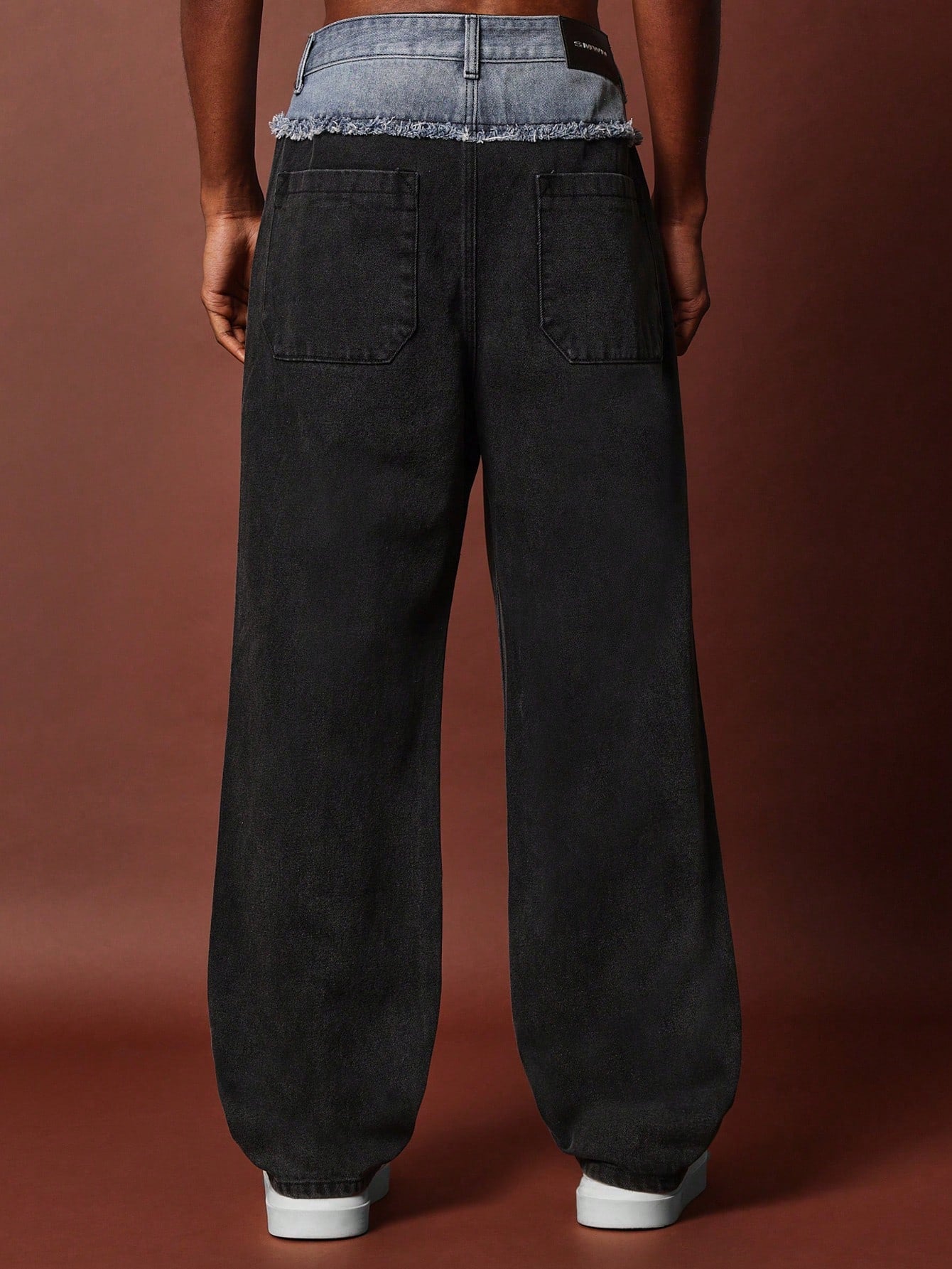 Loose Fit Contrast Double Waist Jean