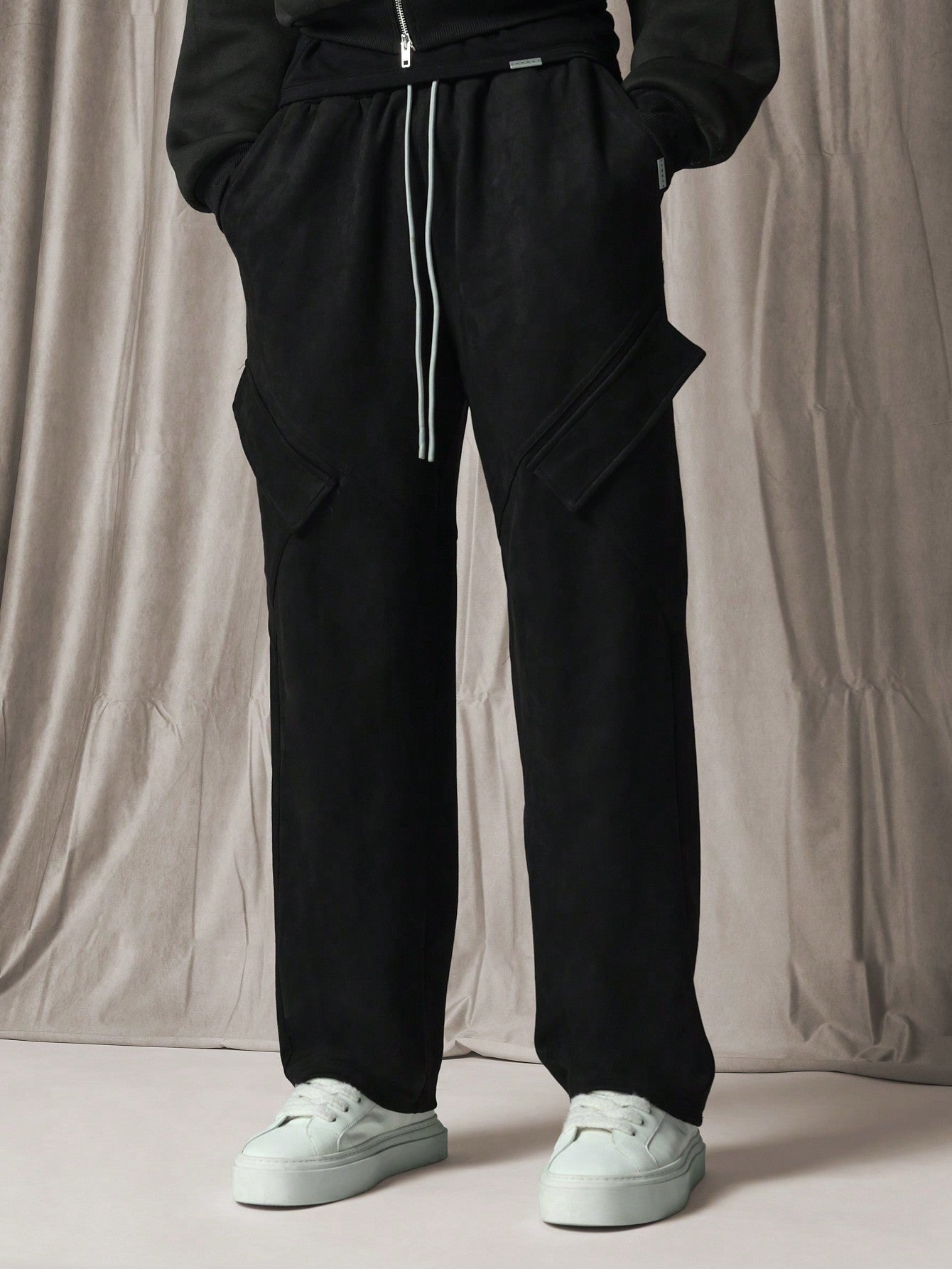 Straight Fit Cargo Sweatpants With Drawcords