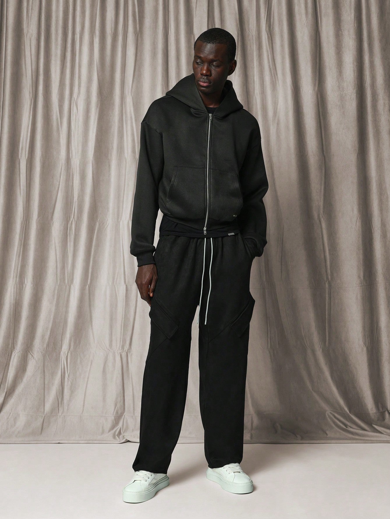 Straight Fit Cargo Sweatpants With Drawcords