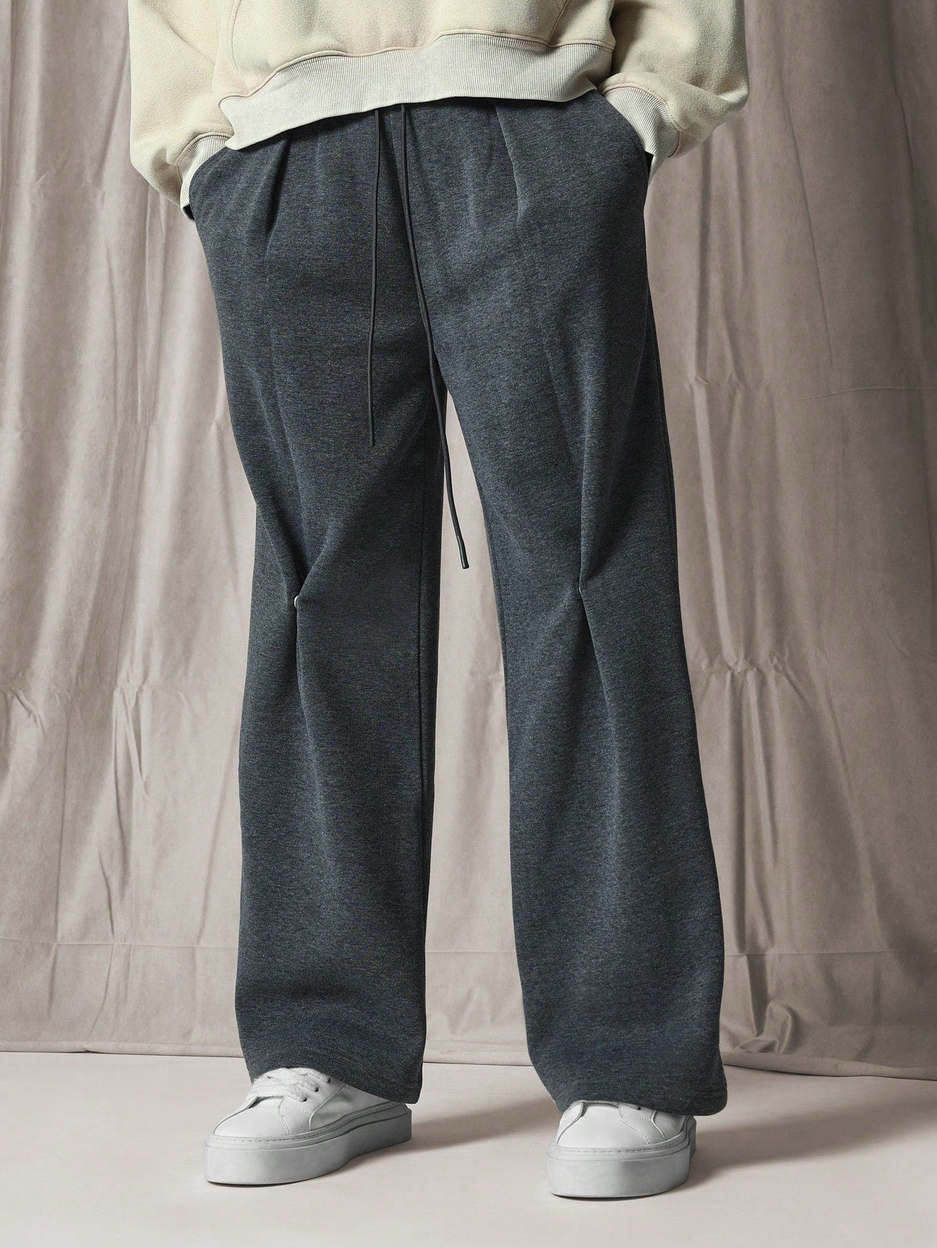 Skater Fit Sweatpants With Knee Snap Button