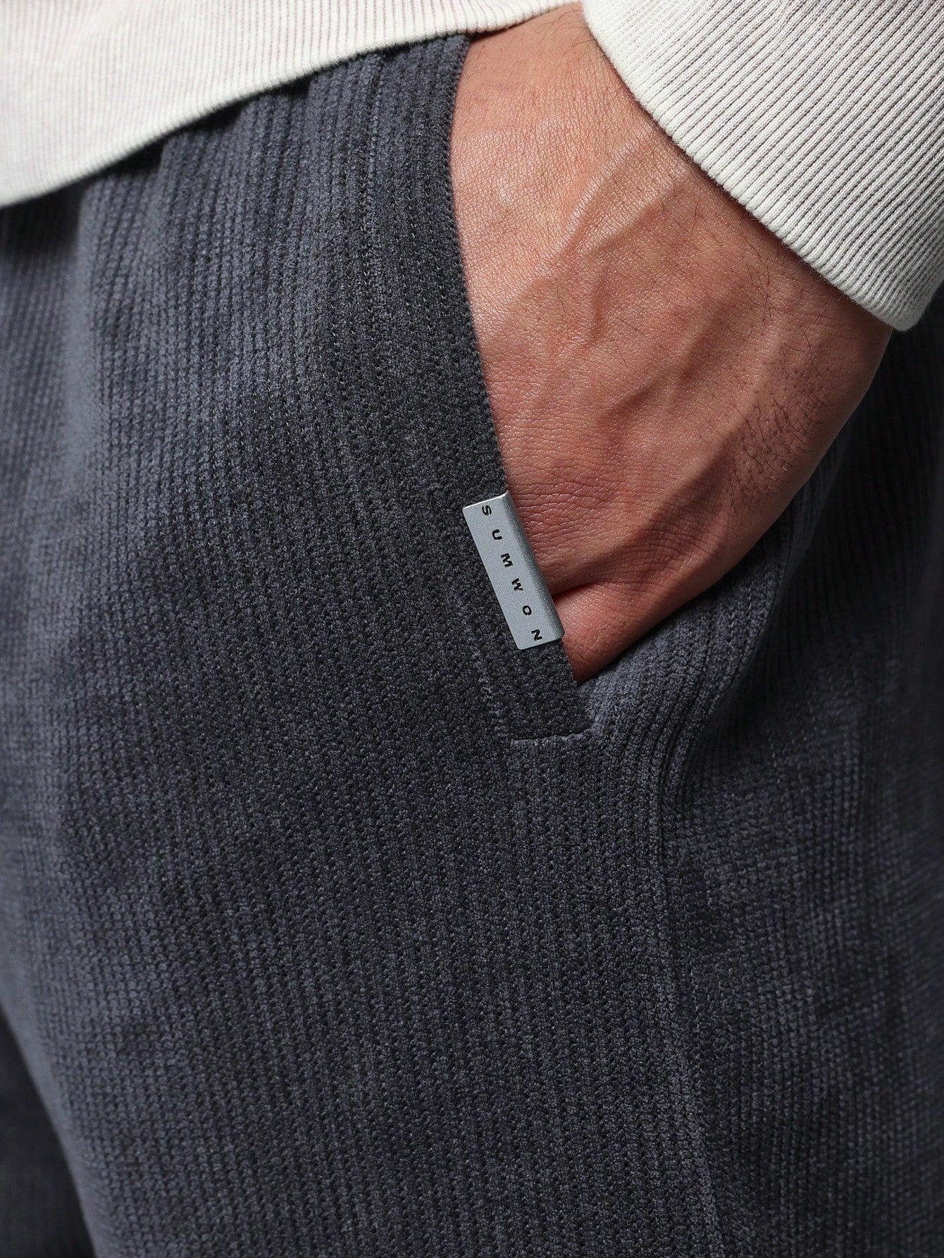 Drop Crotch Textured Cargo Sweatpants With Drawcords